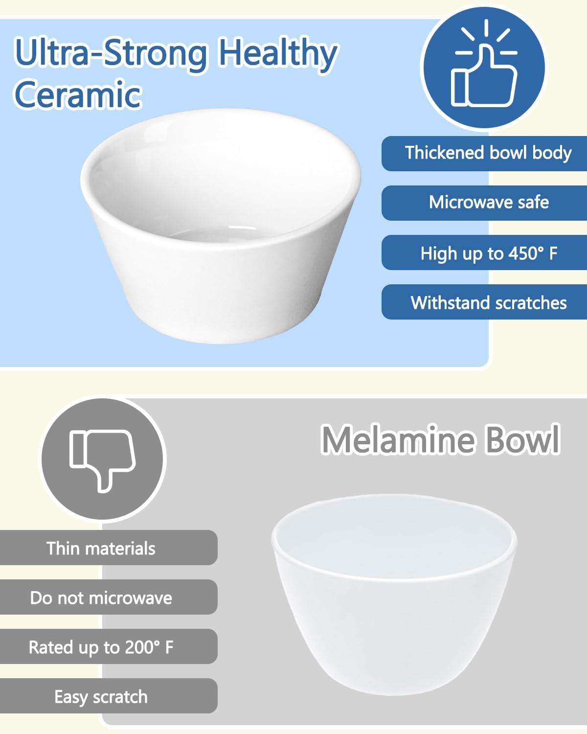 White Porcelain 8 Oz Stackable Dessert Bowls, Set of 6