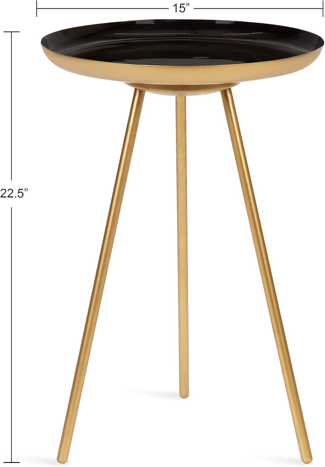 Kate and Laurel Laranya Round Metal Side Table, 15x15x22.5, Black and Gold