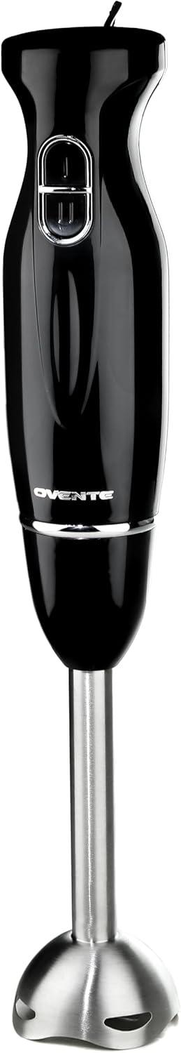 Ovente HS560B Immersion Electric Hand Blender with Stainless Steel Blades & Easy Grip Handle, Black