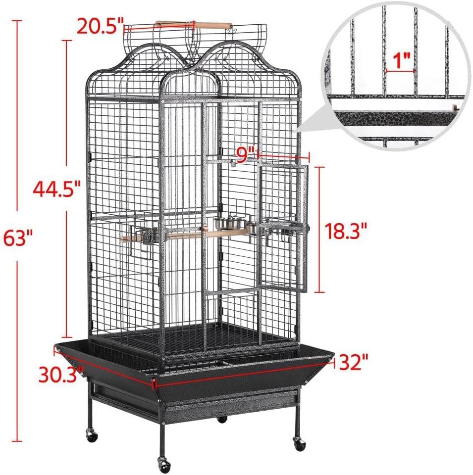 Yaheetech 63"H Open Playtop Extra Large Bird Cage Parrot Cage Black