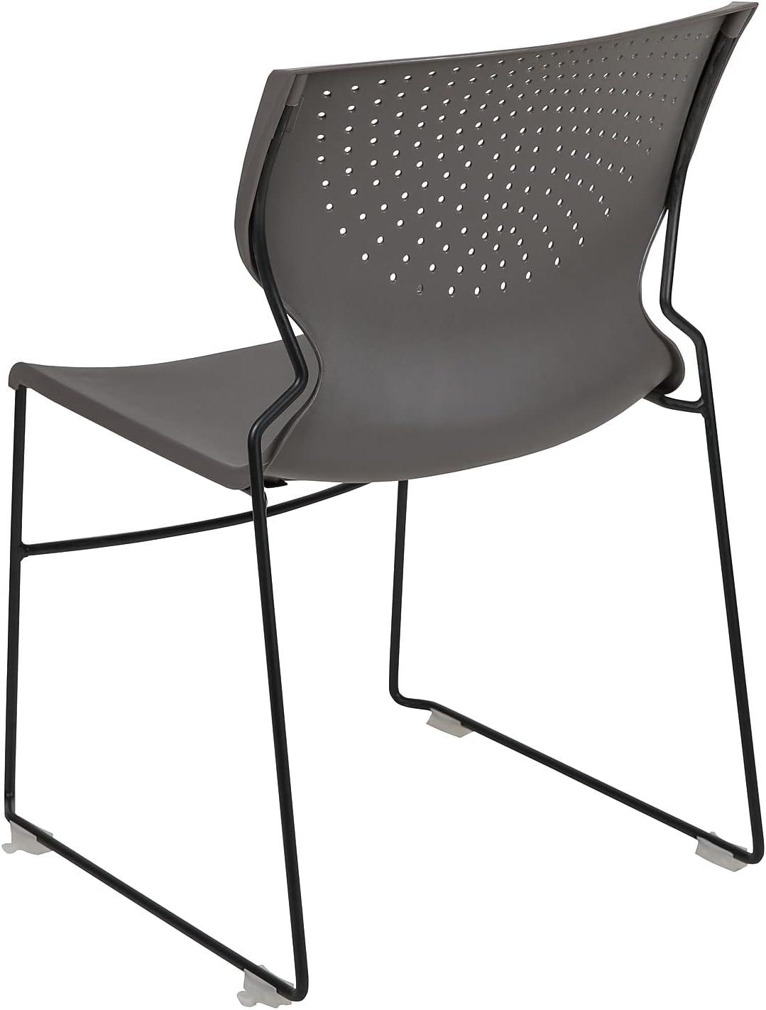 Flash Furniture HERCULES Series 5 Pack 661 lb. Capacity Gray Full Back Stack Chair with Black Powder Coated Frame