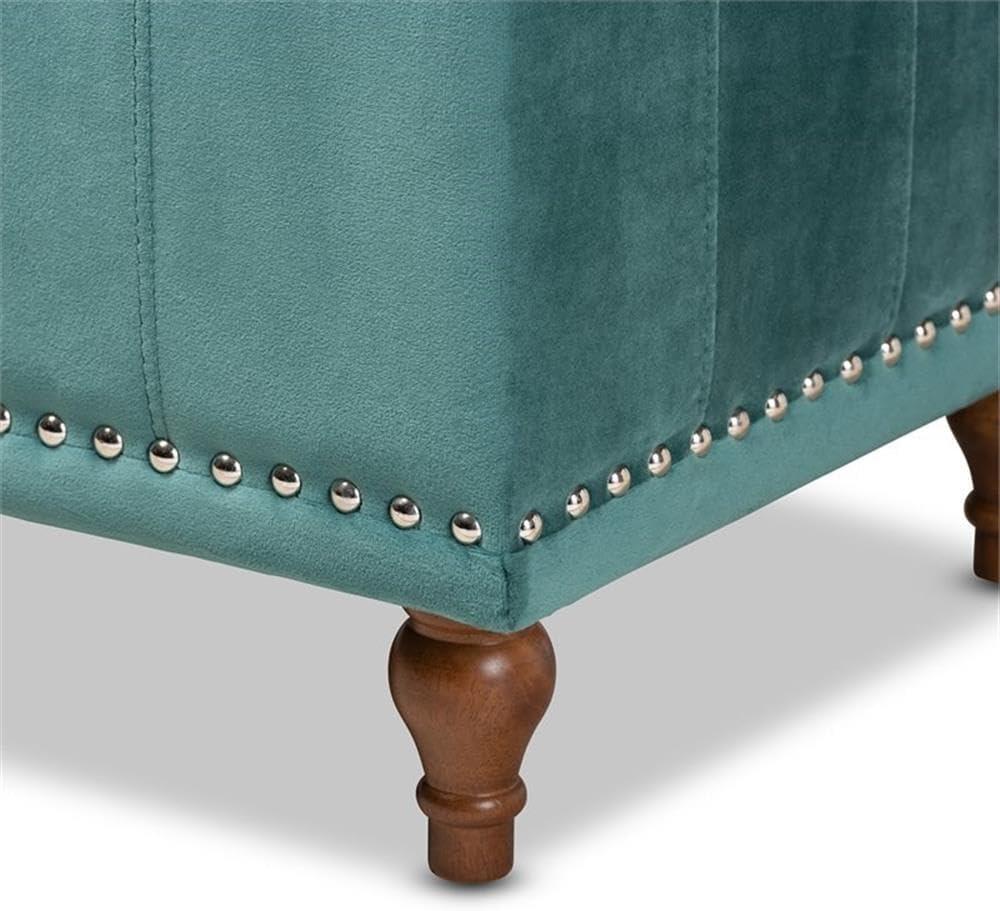Kaylee Velvet Upholstered Button Tufted Ottoman Bench with Interior Storage - Baxton Studio