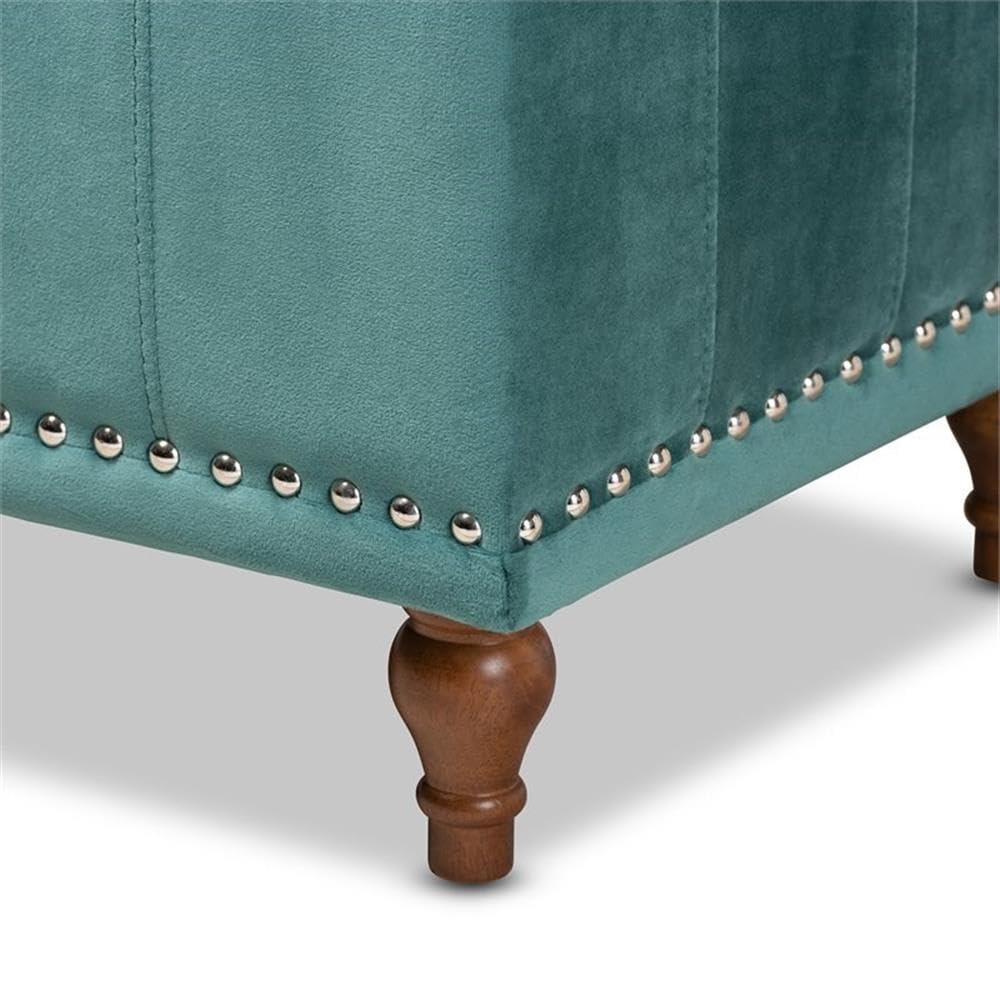 Kaylee Velvet Upholstered Button Tufted Ottoman Bench with Interior Storage - Baxton Studio