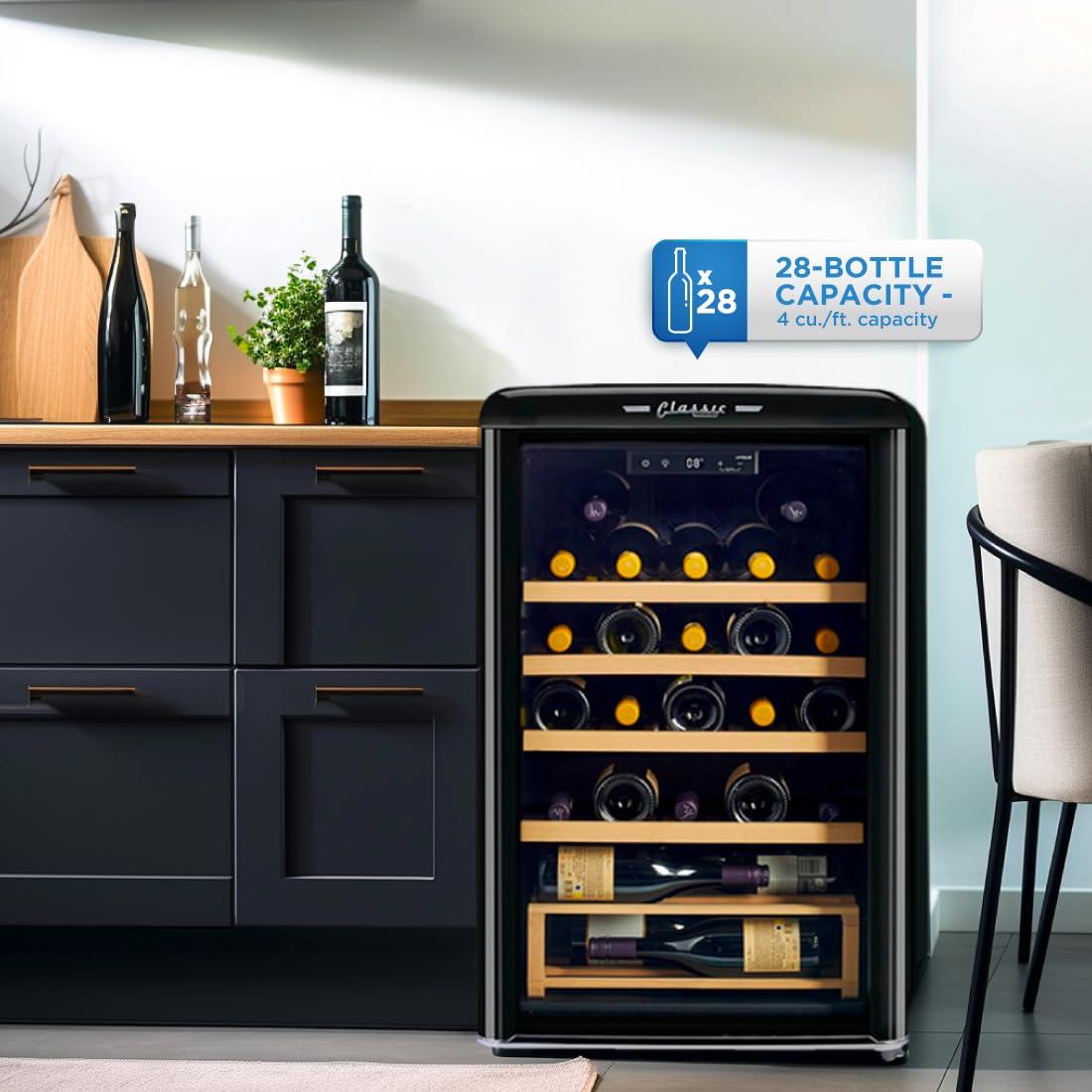 Unique Appliances Ugp-125Cr Wf Classic Retro 24" Wide 28 Bottle Capacity Free Standing