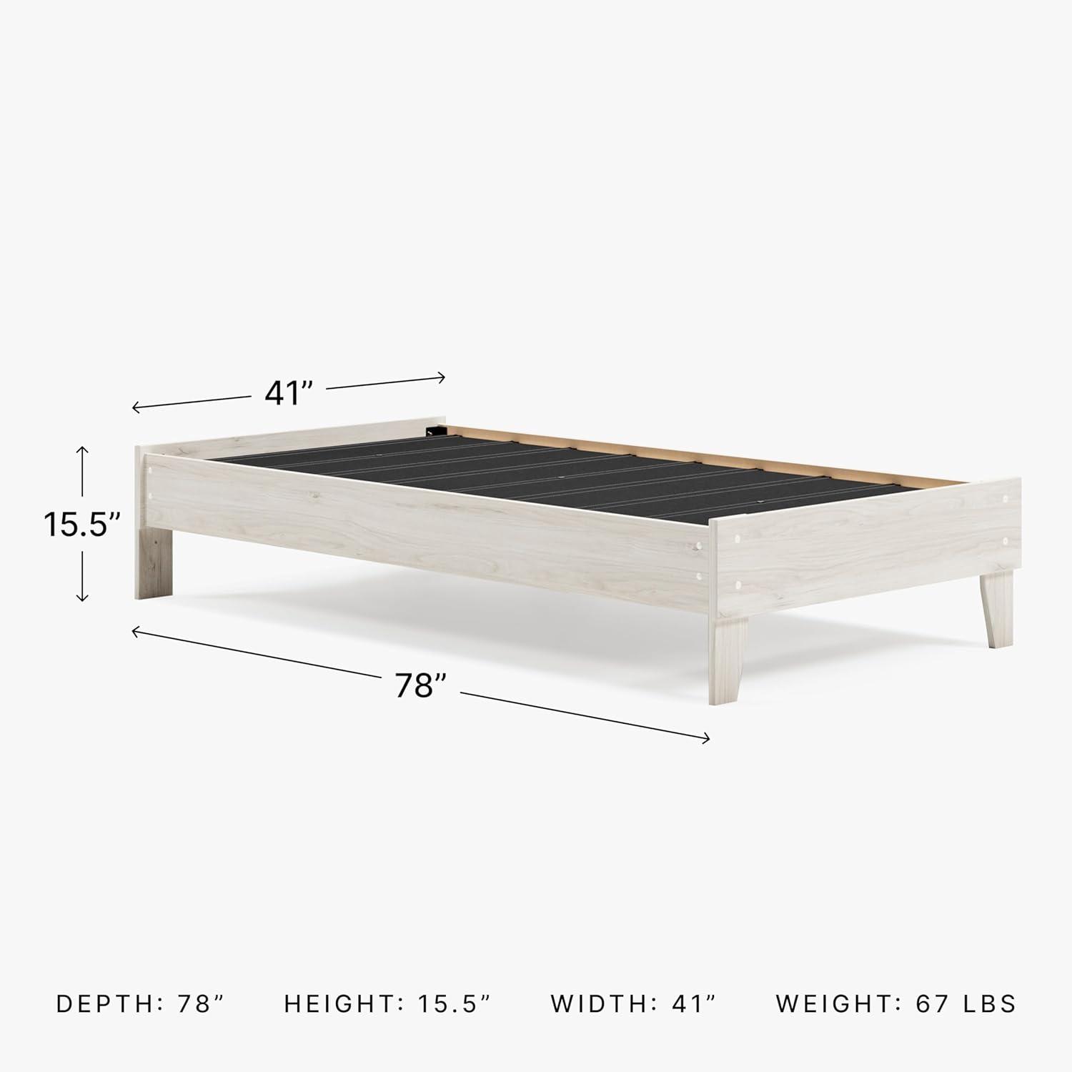 Twin Socalle Platform Bed Natural - Signature Design by Ashley: Contemporary Space-Saving, No Box Spring Required