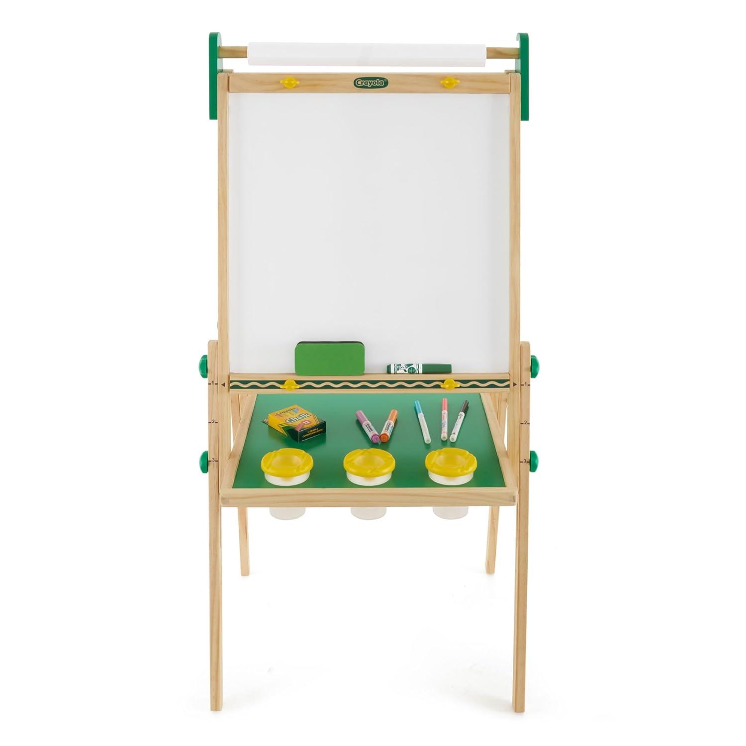 Crayola Kids Dual Sided Wooden Art Easel with Chalk and Dry Erase Markers