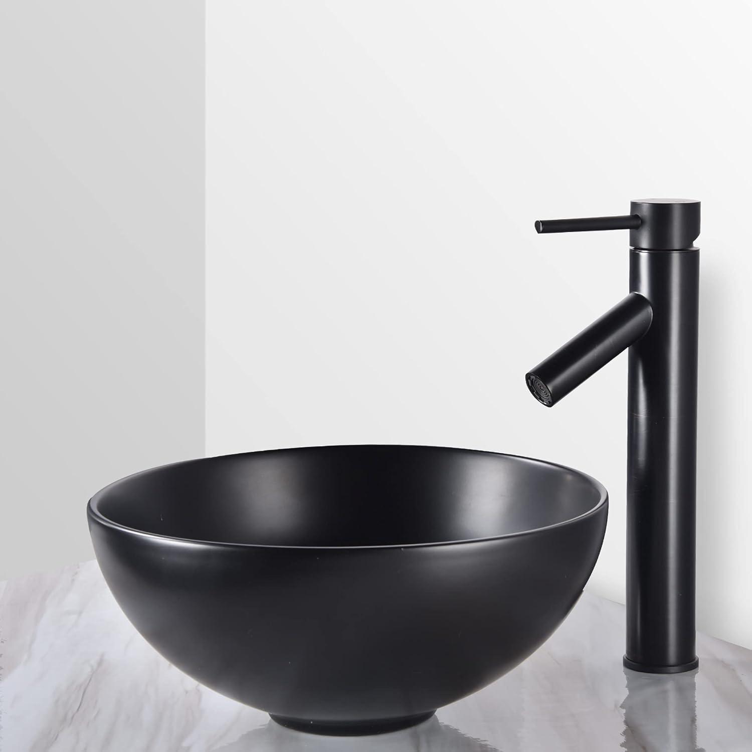 Aquaterior 12'' Porcelain Circular Bathroom Sink