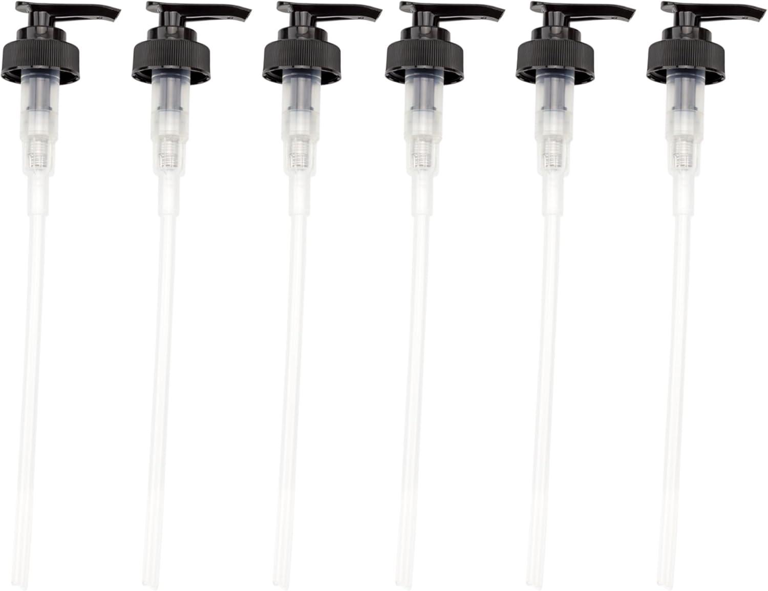 Cornucopia Brands 28-400 Replacement Pumps for Soap Dispensers/Lotion Bottles 6pk; Black Plastic w/ Long 9IN Dip Tubes