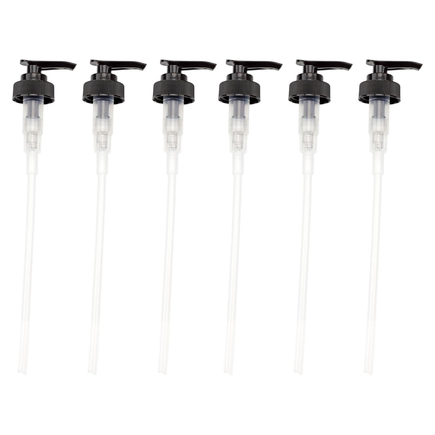 Cornucopia Brands 28-400 Replacement Pumps for Soap Dispensers/Lotion Bottles 6pk; Black Plastic w/ Long 8IN Dip Tubes