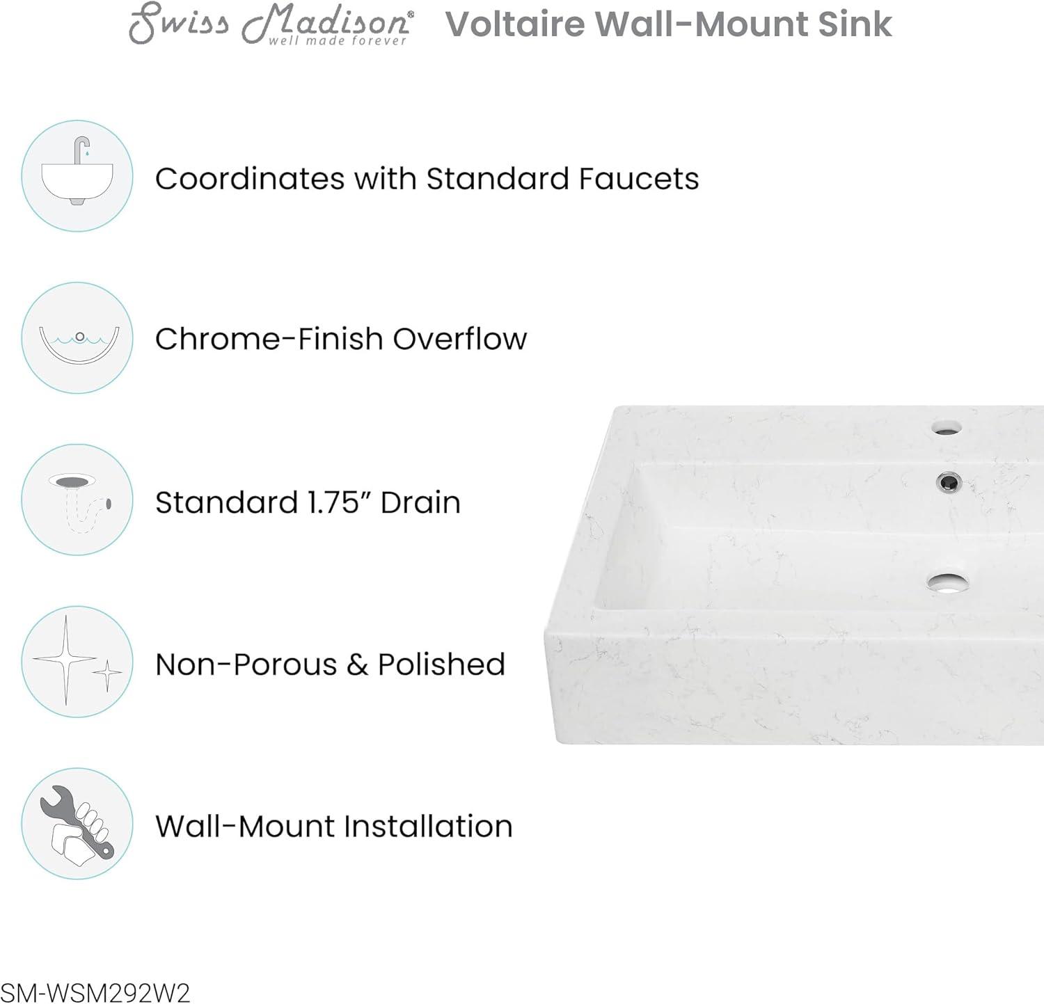 Voltaire Wide Rectangle Wall Hung Sink