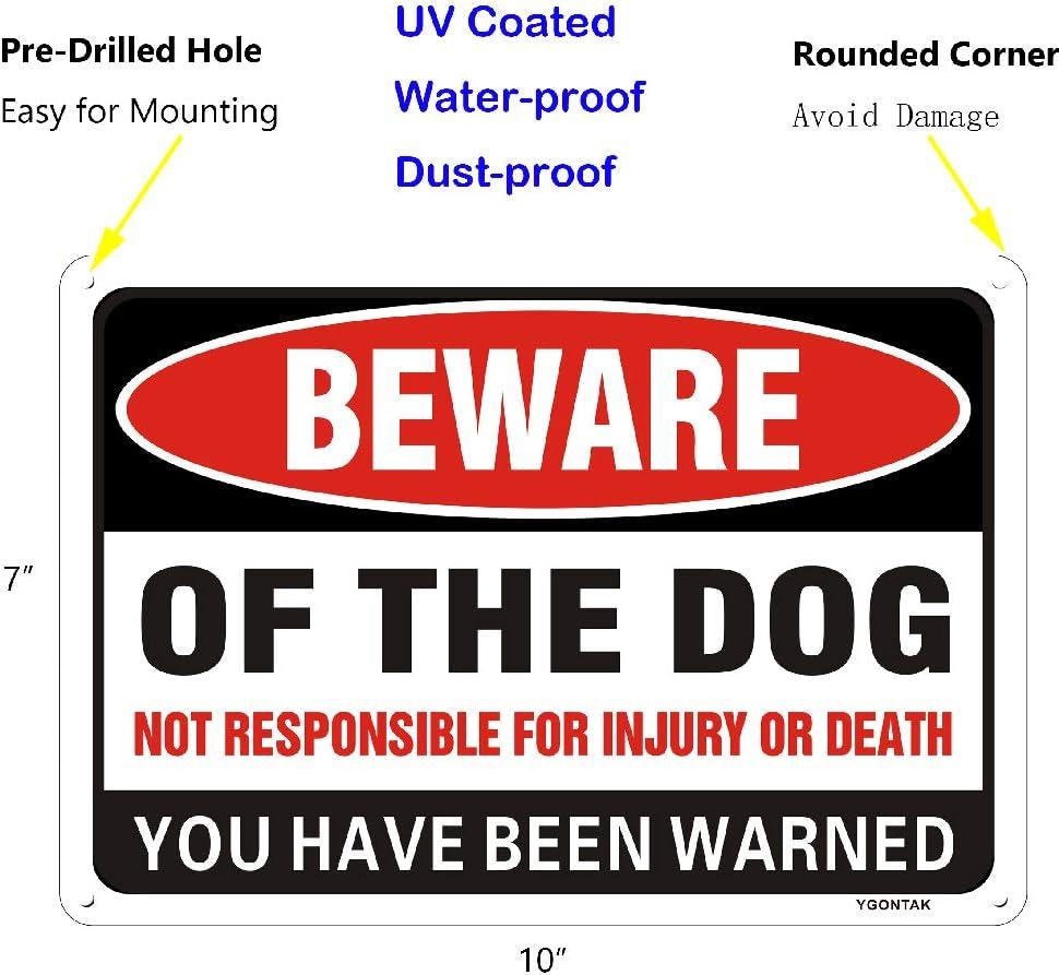 2Pack Beware of Dog Sign, You Have Been Warned No Responsible for Injury or Death - Indoor/Outdoor Fence Use - Metal Aluminum Rust Free | 7" x 9.8" Pre-Drilled Holes, Fade Resistant, Weatherproof