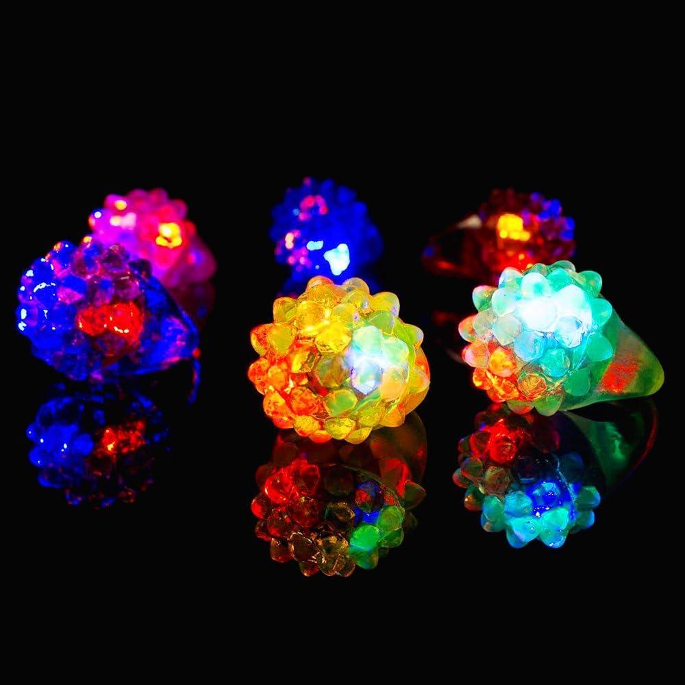 Novelty Place Party Stars Flashing LED Bumpy Jelly Ring Light-Up Toys, 24 Pack