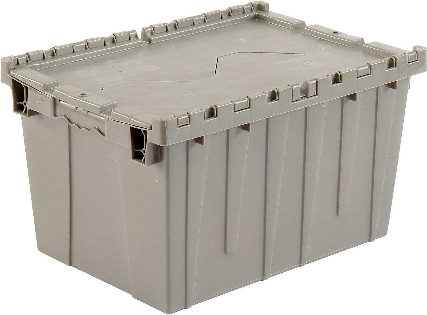 Gray Plastic Hinged Lid Storage Container 21-7/8x15-1/4x12-7/8