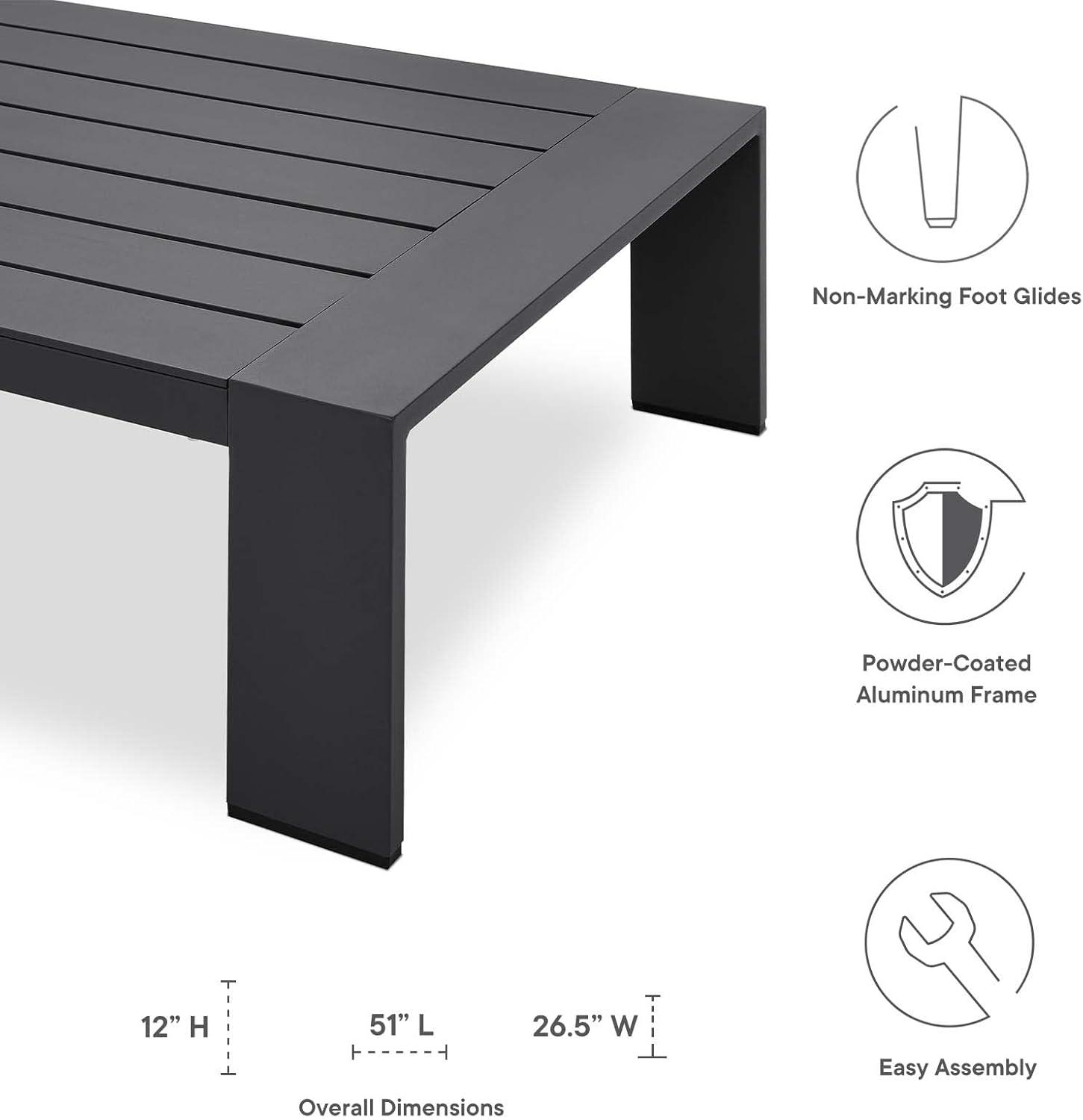 Tahoe Gray Powder-Coated Aluminum Outdoor Coffee Table