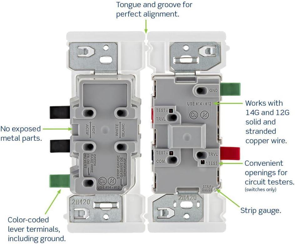 Leviton Decora Edge 15 amps Single Pole Rocker Rocker Switch White 1 pk