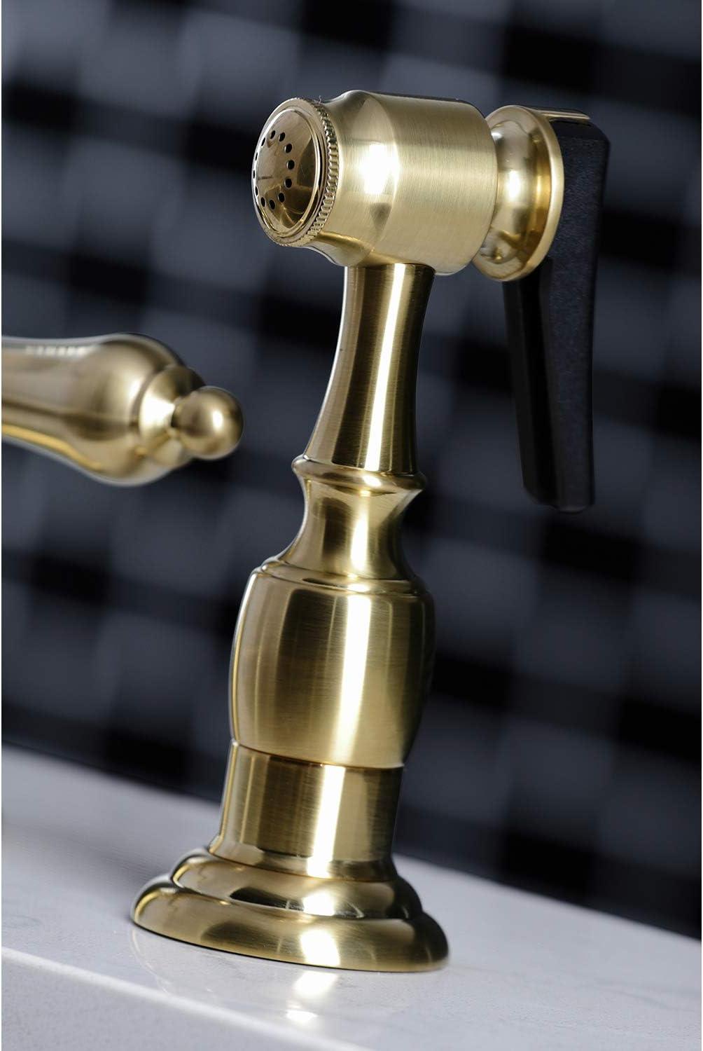 Kingston Brass Kb179.Albs Heritage 1.8 GPM Widespread Kitchen Faucet - Brass