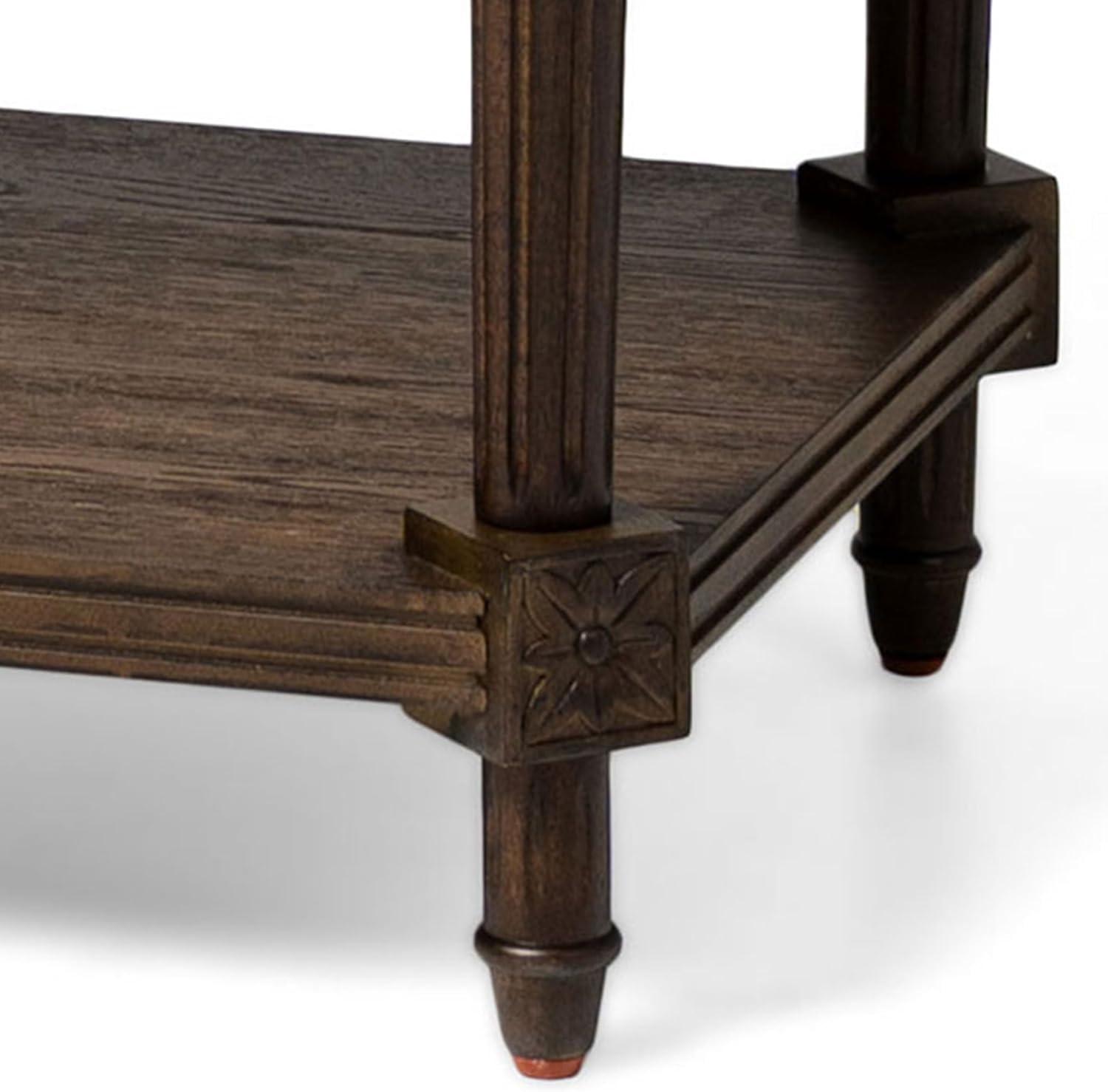 Maven Lane Pullman Traditional Square Wooden Side Table , Antiqued Brown