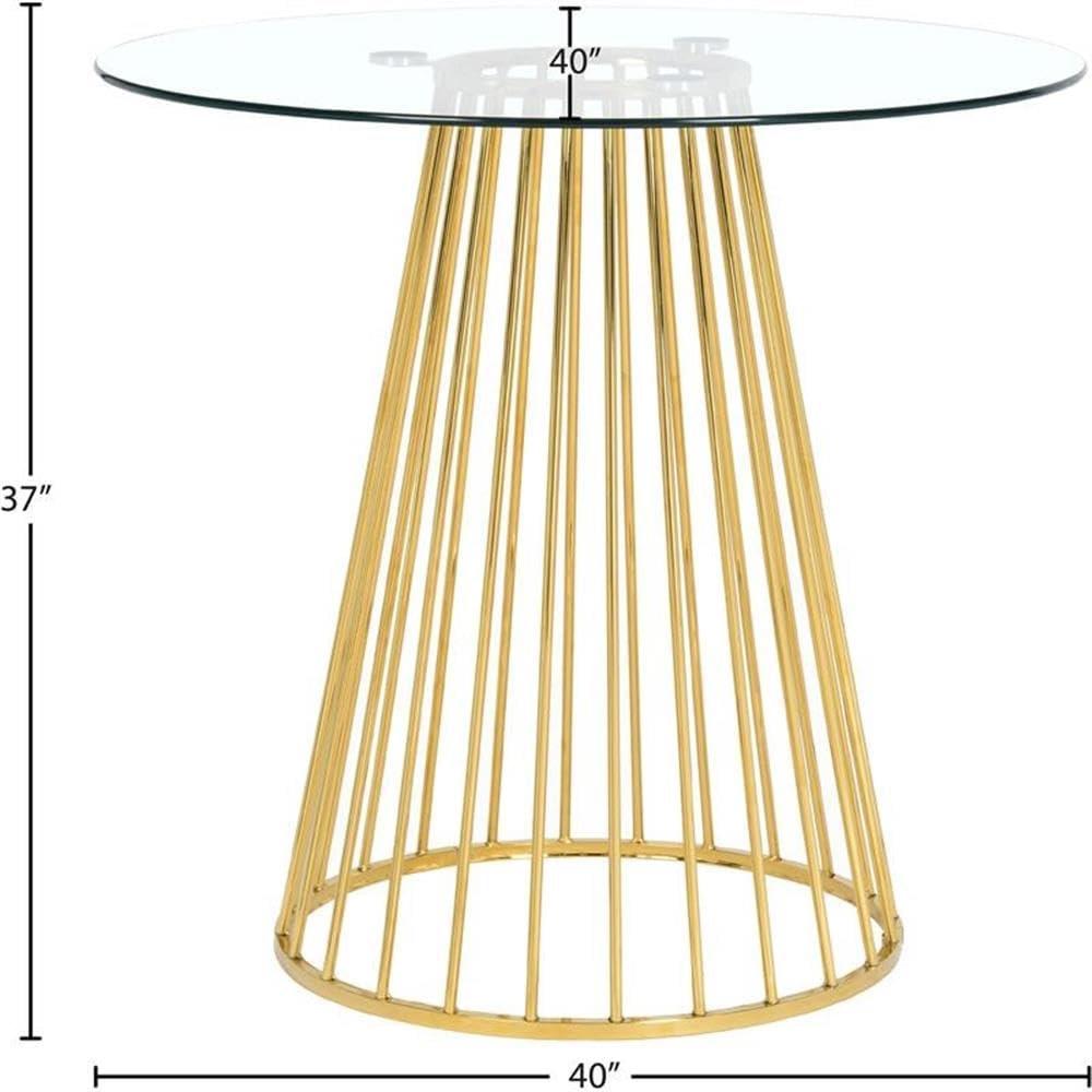 Round Clear Glass Counter Height Table with Gold Metal Base