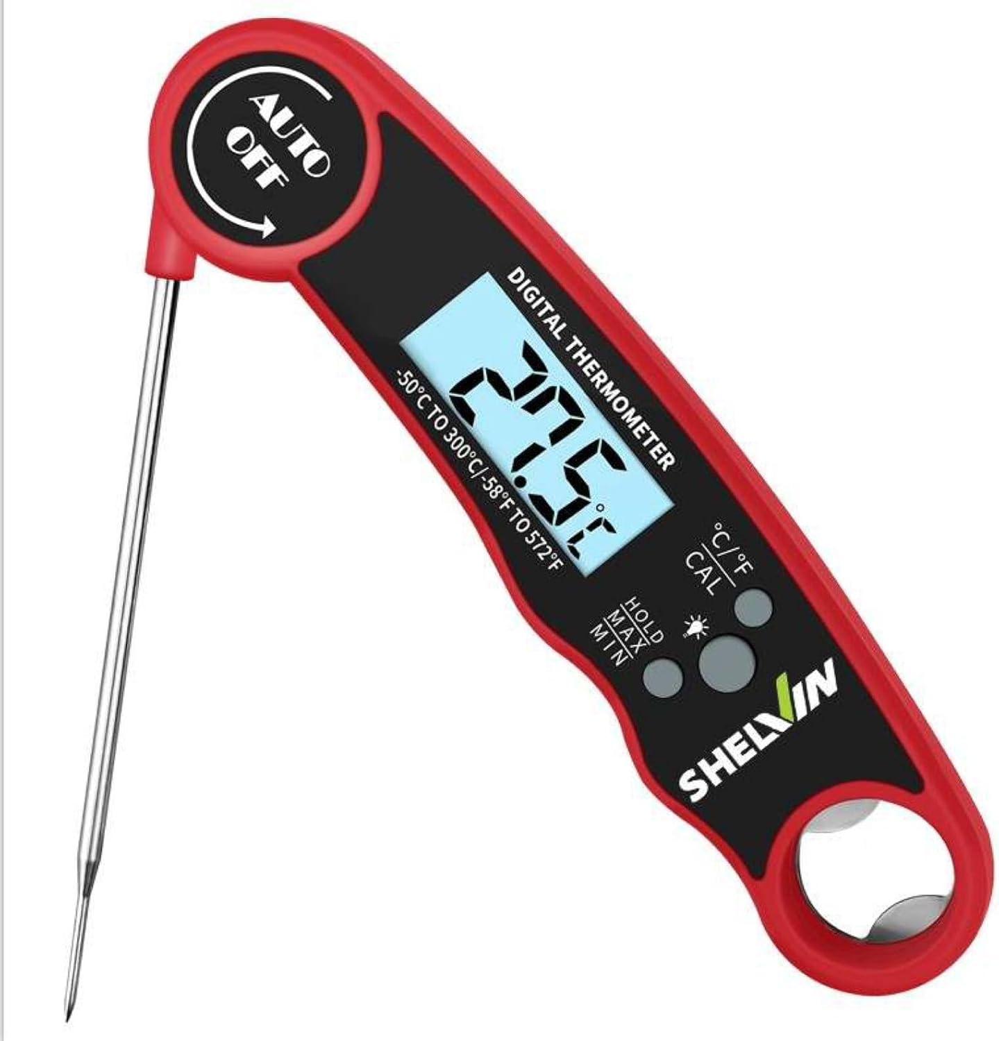 Red Digital Meat Thermometer with Bottle Opener