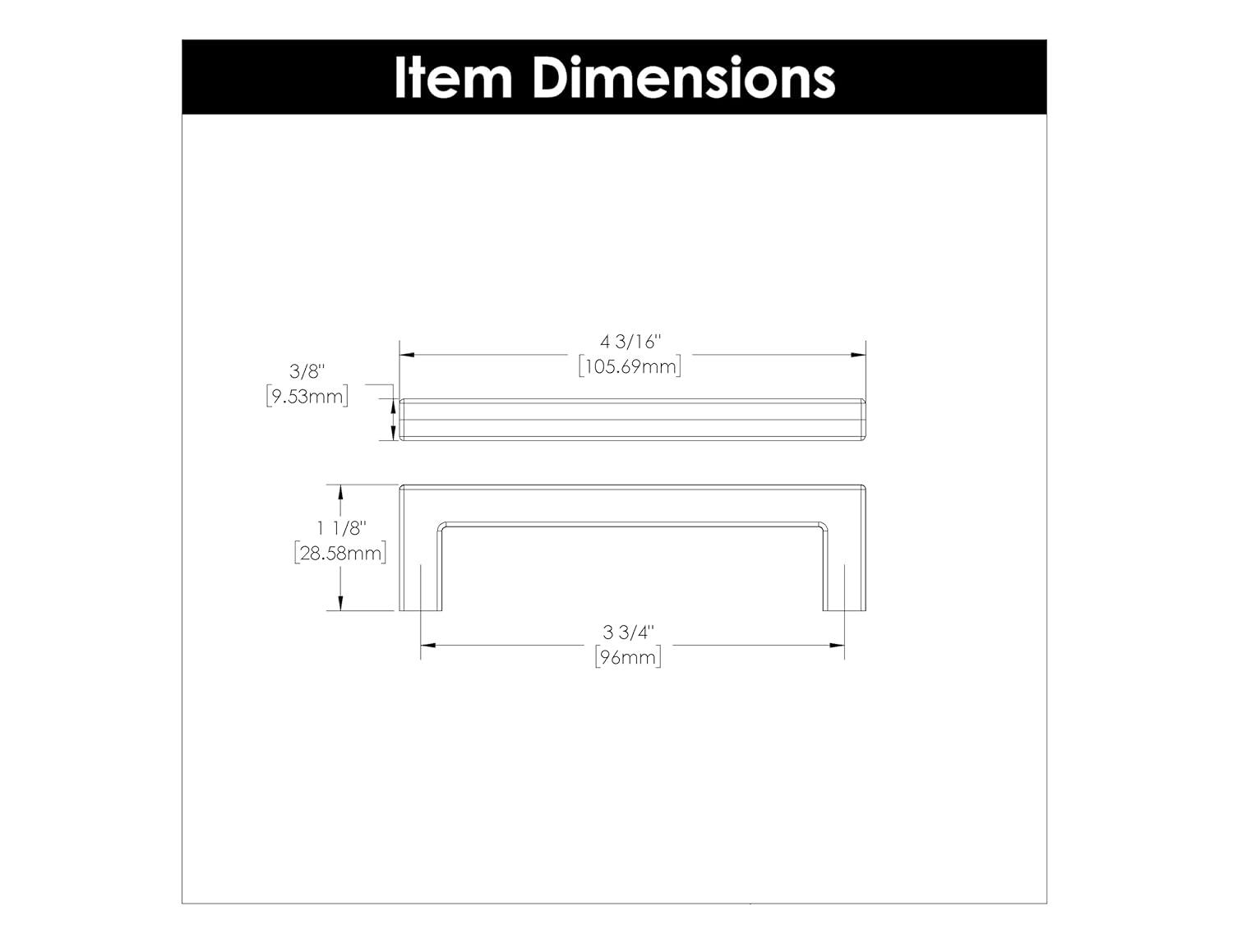 Skylight Kitchen Cabinet Handles, Solid Core Drawer Pulls for Cabinet Doors, 3-3/4" (96mm)