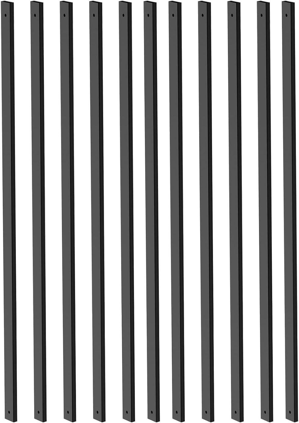 25 Pack Rectangle Staircase Balusters, 36" Black Metal Deck Spindle and Stairs Railing, Hollow Rectangle Deck Balusters for Porch Railing