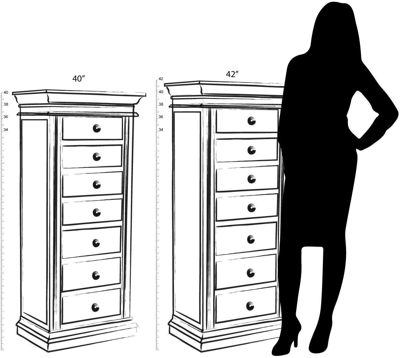 Hives & Honey Meadow Standing Jewelry Armoire Cabinet, Jewelry Storage Organizer with Top Flip Mirror, 2 Doors, 7 Drawers, Jewelry Chest, Jewelry Box for Necklace, Earring, Bracelet, Taupe