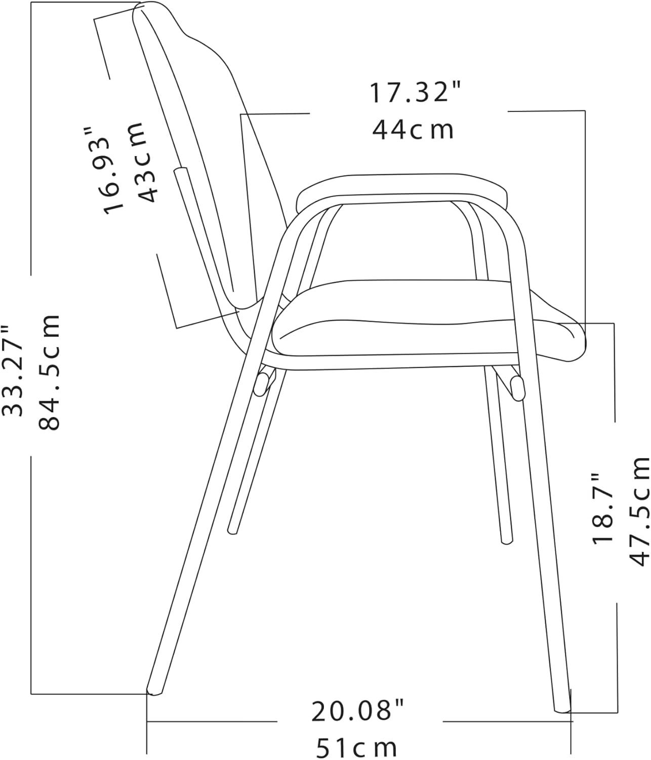Romig Ace Vinyl Guest Stacking Chair with Arms- Black