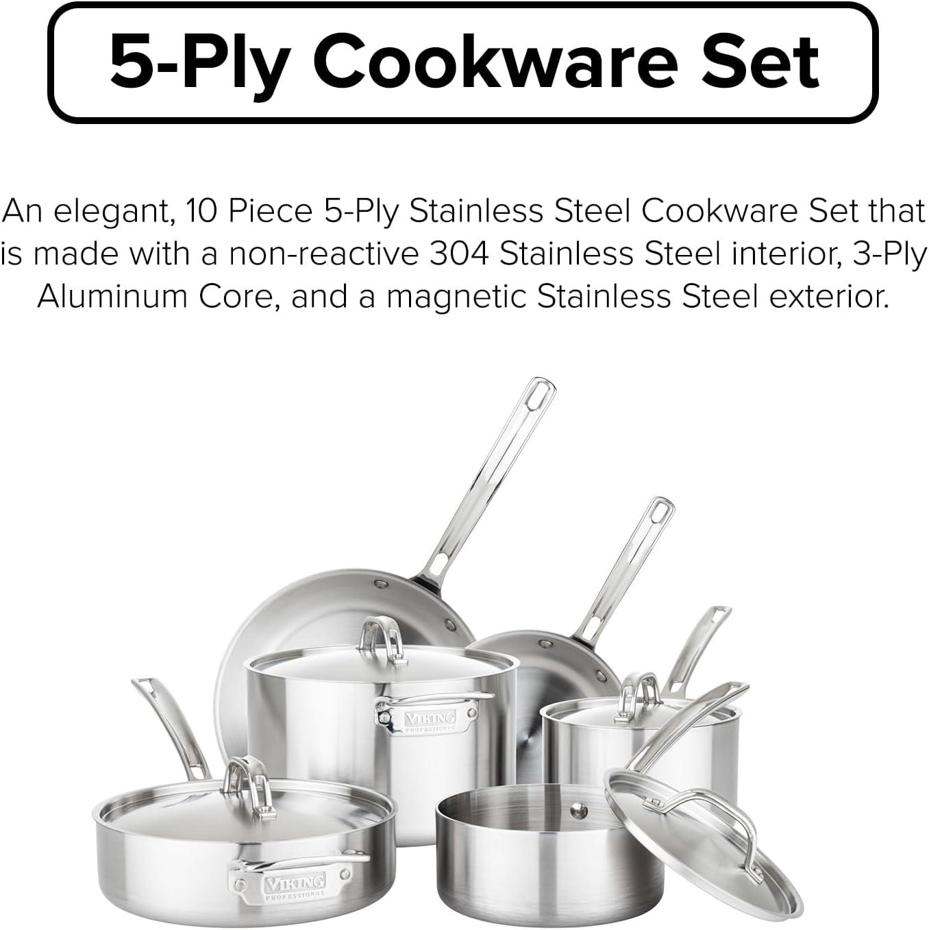 Viking Professional 5-Ply Stainless Steel 10-Piece Cookware Set