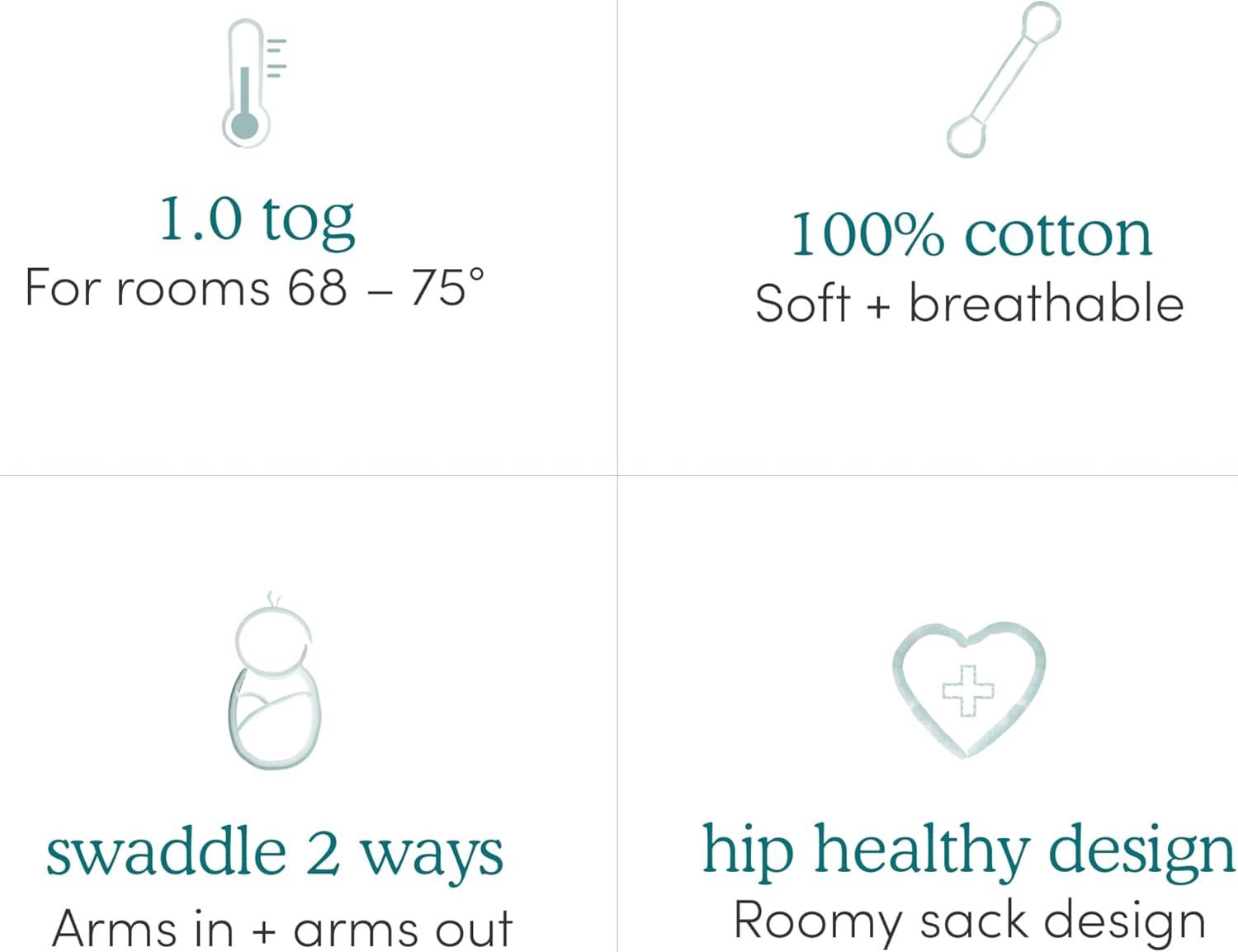 aden + anais Essentials Easy Swaddle Wrap - Keep Rising - 0-3 Months - 3pk