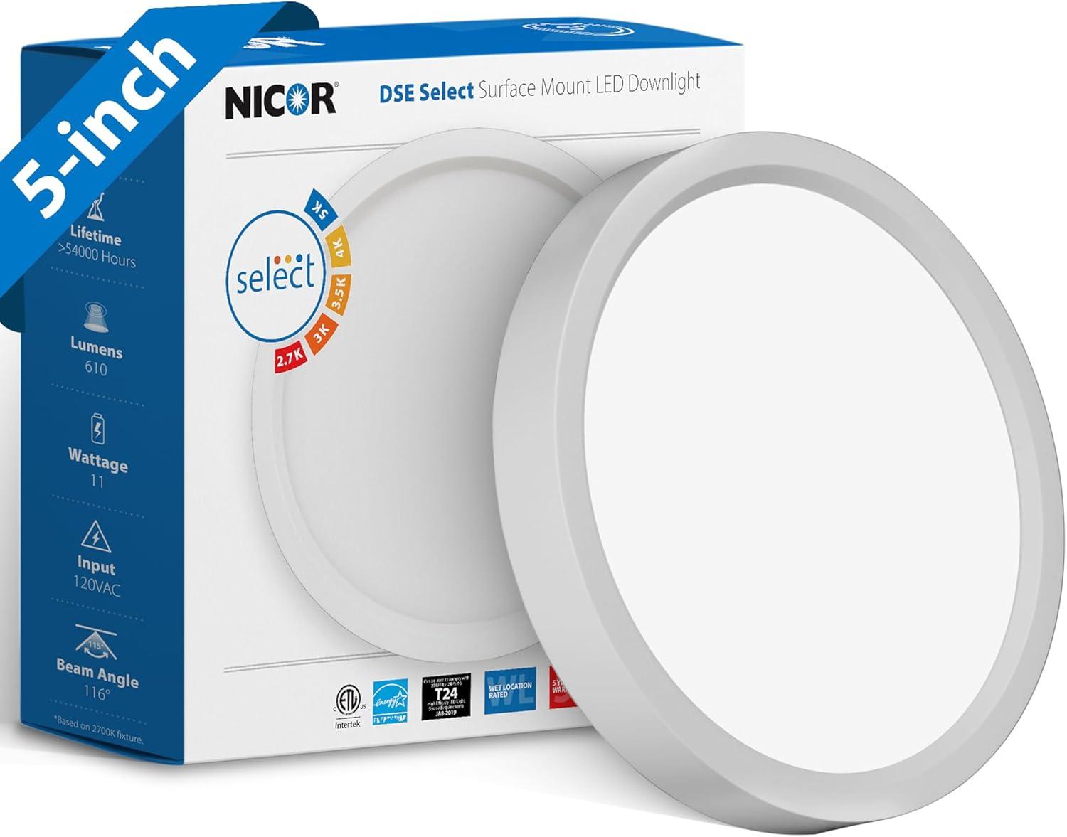 Nicor 19057 - DSE53120SRDWH Indoor Surface Flush Mount Downlight LED Fixture