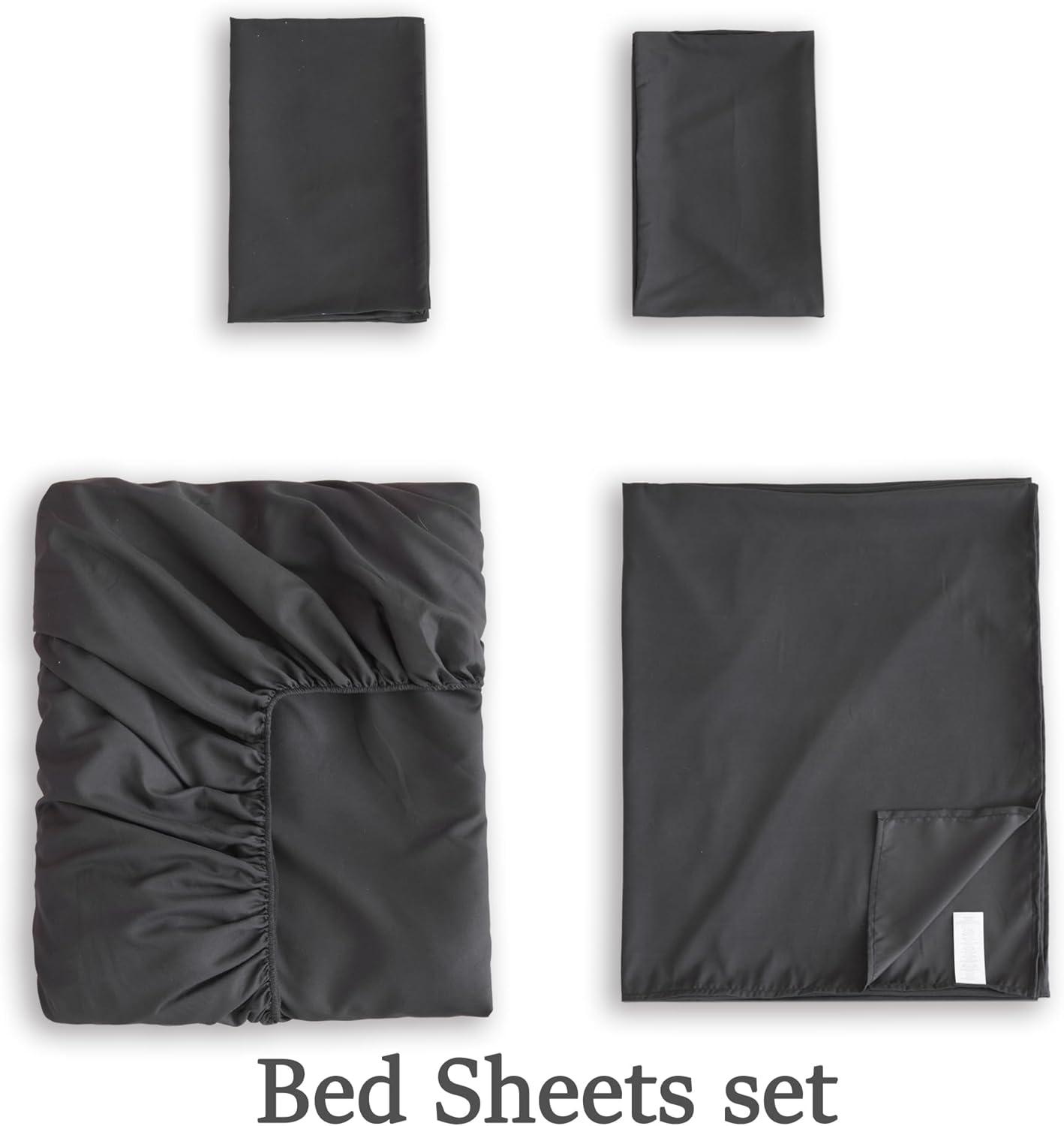 JML Luxury Deep Pocket 4-piece Bed Sheet Set Black Queen