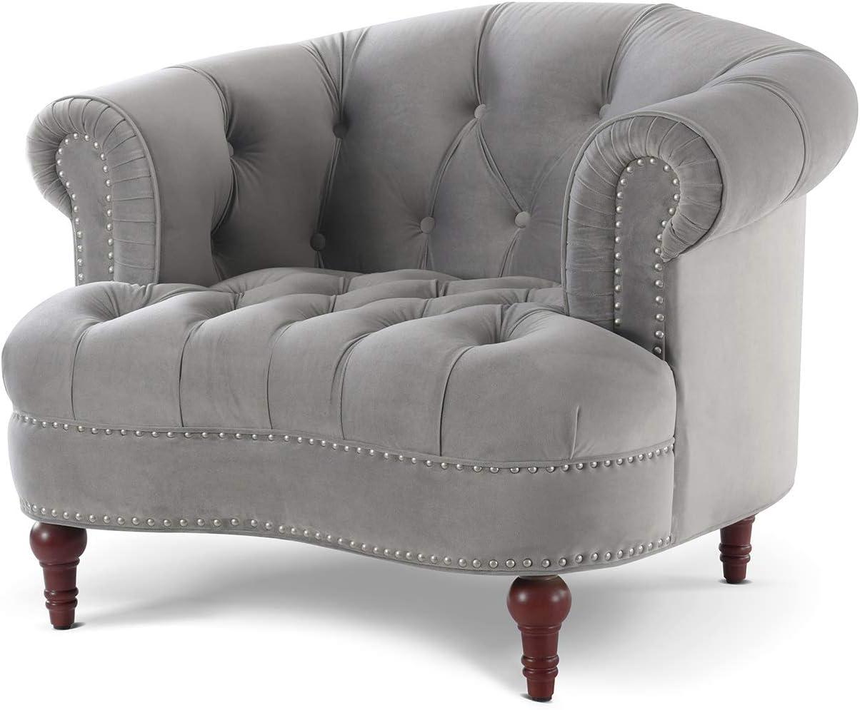 La Rosa Victorian Tufted Accent Chair Opal Grey