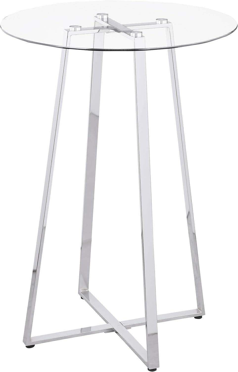 Coaster Company Zanella Round Glass Pub Table, Chrome