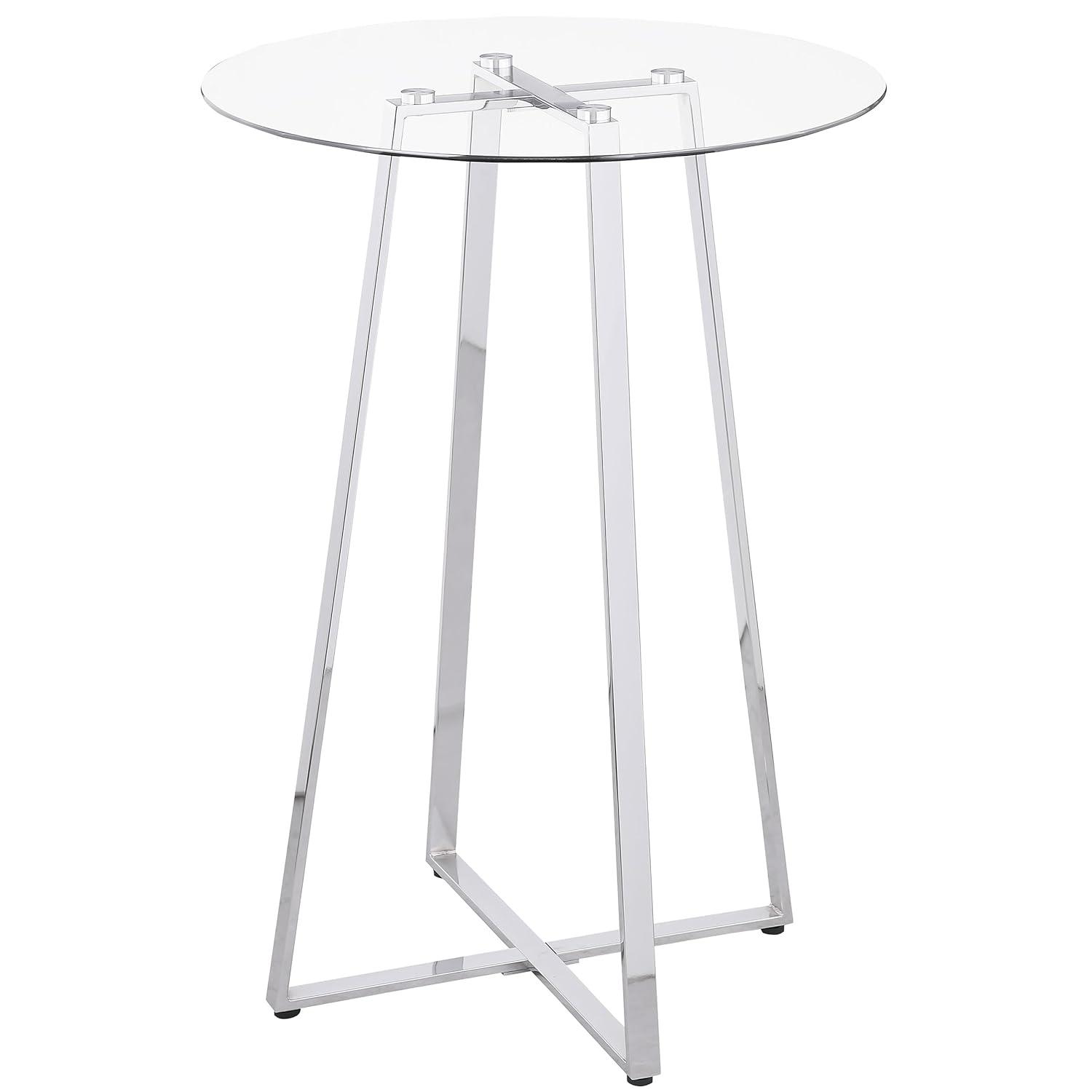 Coaster Company Zanella Round Glass Pub Table, Chrome