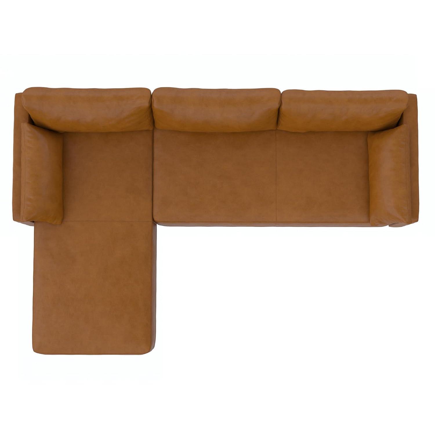 Dorel Living Kindra Sectional Sofa, Camel Faux Leather