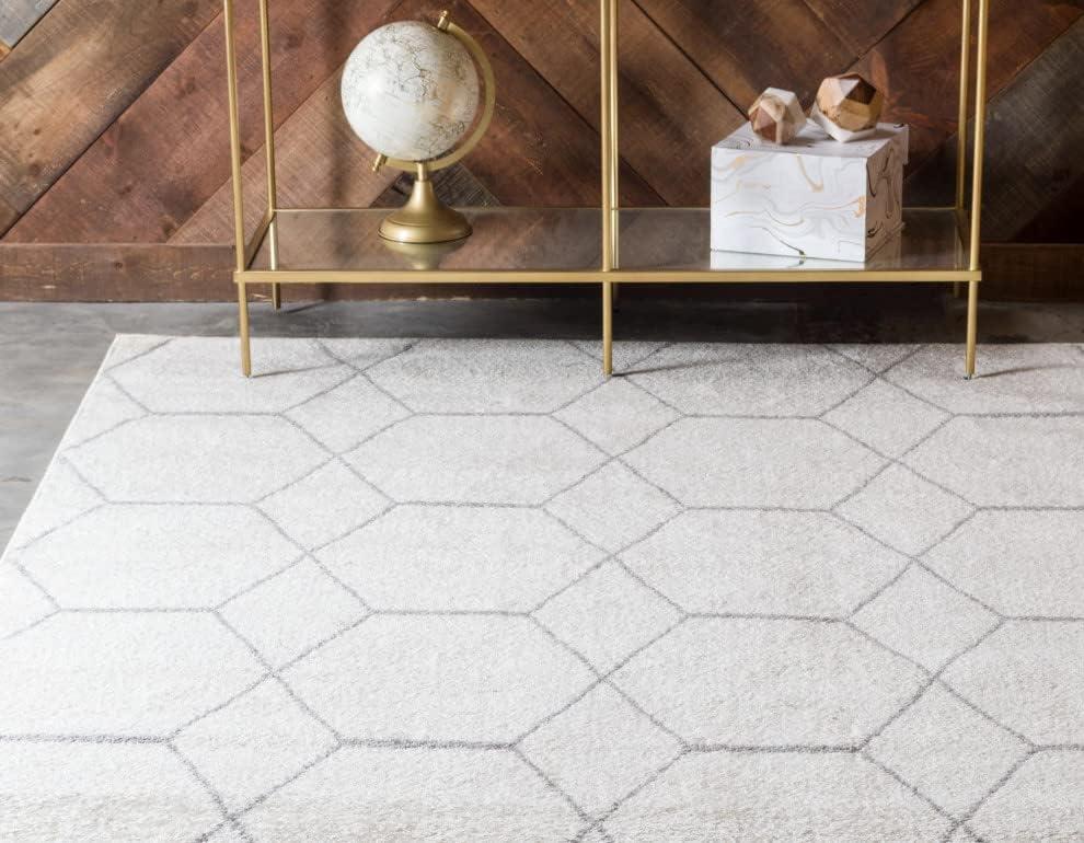 Unique Loom 8' 0 x 11' 0 Trellis Frieze Geometric Ivory Area Rug