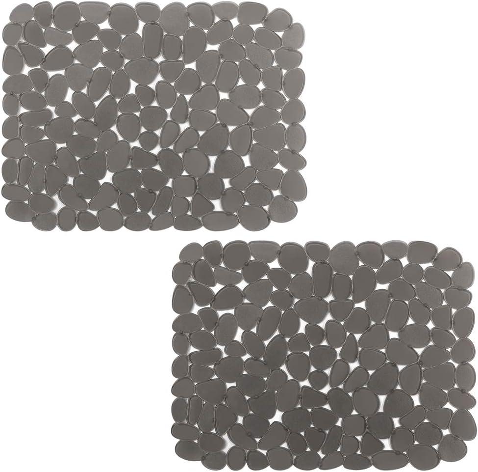 Yolife Pebble Sink Mats for Stainless & Porcelain Sinks, PVC Saddle Protectors - Dish & Glassware Guard (Grey, 2 Pack)