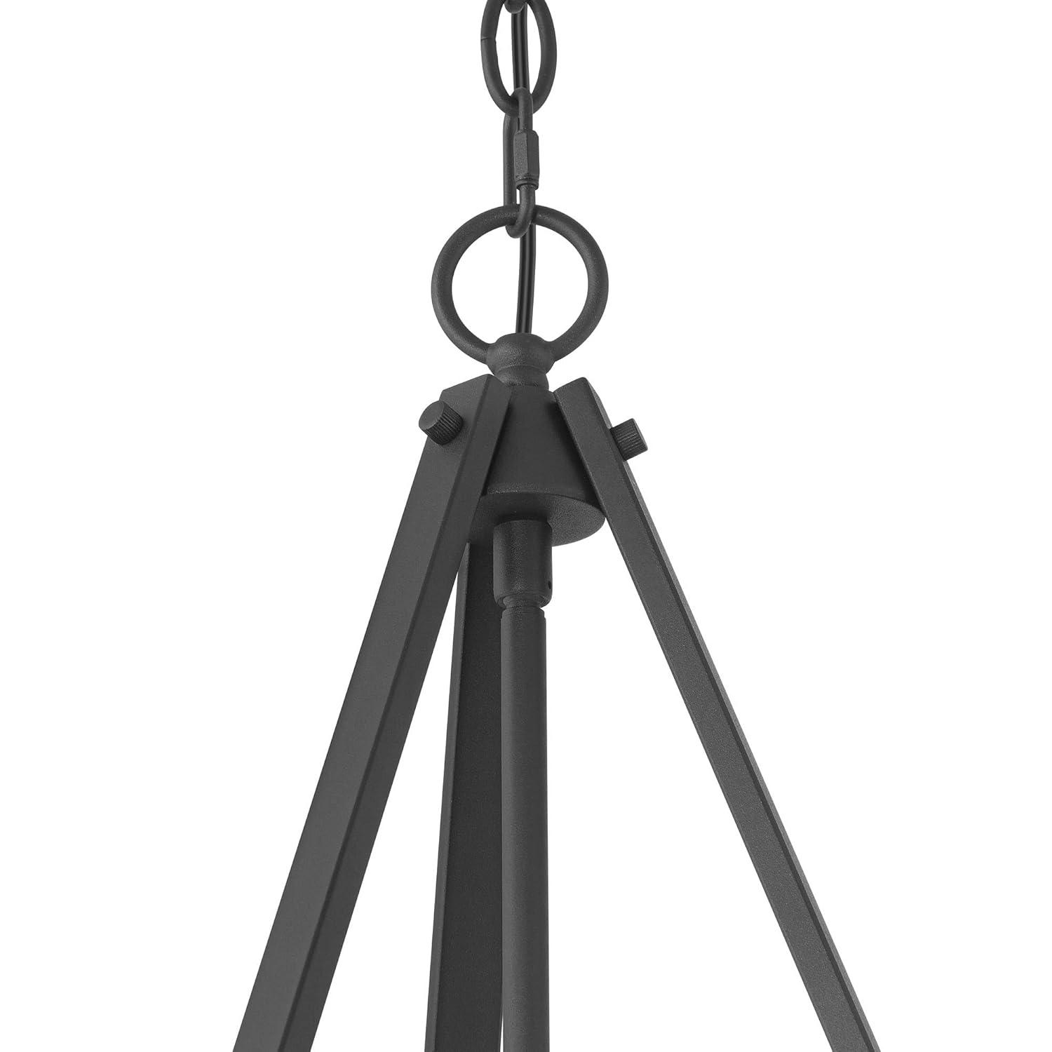 Franklin Iron Works Dana 19 1/2" Farmhouse Rustic Pendant Chandelier Ceiling Light Fixture Dining Room Over Table Hanging 4-Light Black Wood Finish