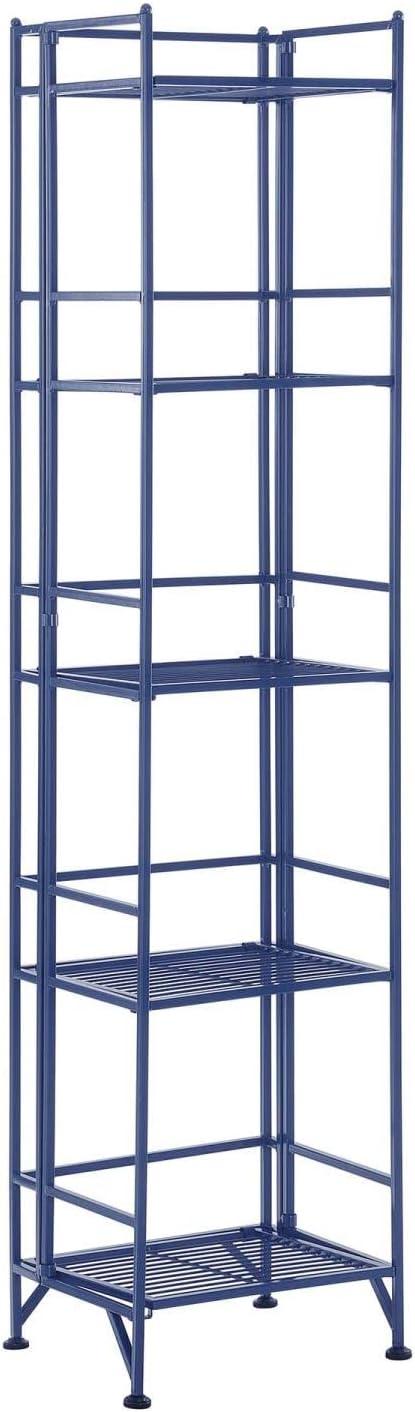 Cobalt Blue Adjustable 5-Tier Folding Metal Storage Shelf