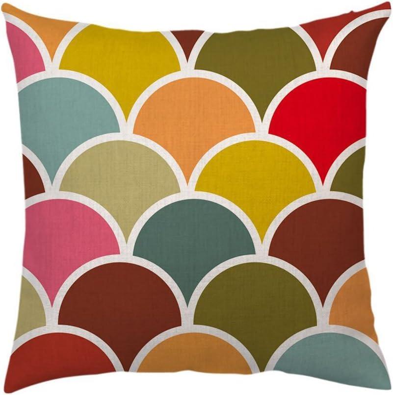 Colorful Geometric Cotton Linen Euro Throw Pillow Covers