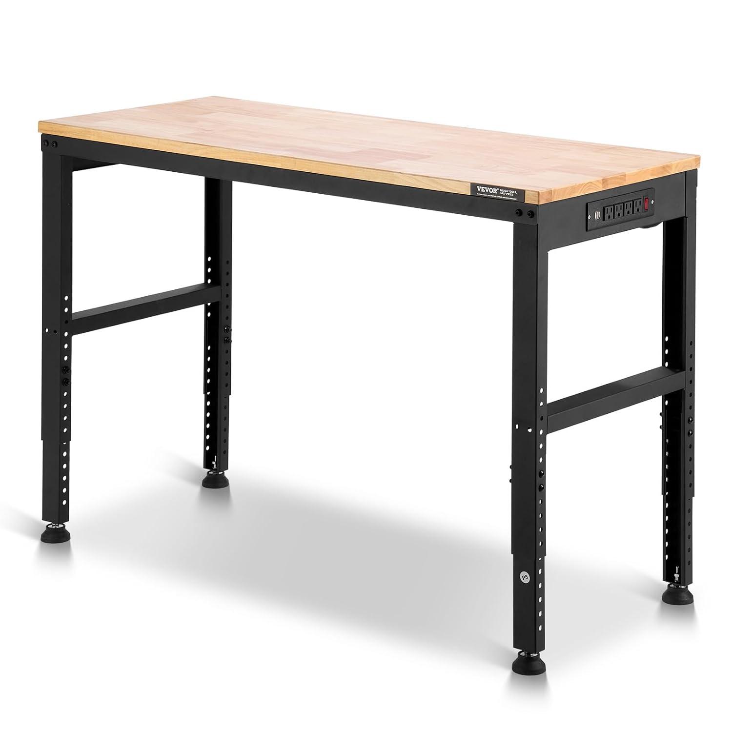 VEVOR 48'' W Wood Top Height-Adjustable Workbench