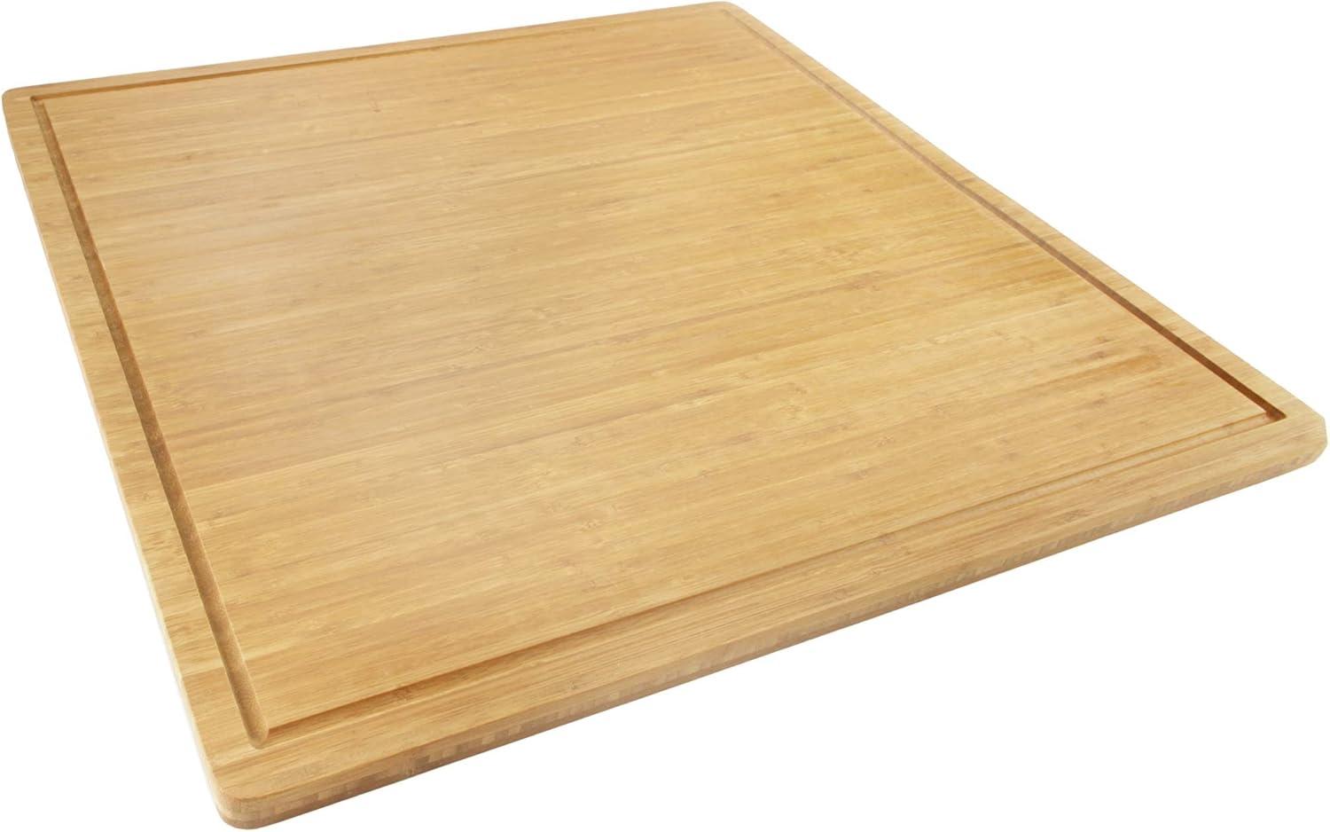 BambooMN Bamboo Burner Cover Cutting Board - 3 Ply - Extra Large Square - Grooved/Flat (24" x 24" x 0.75") - 1 Piece