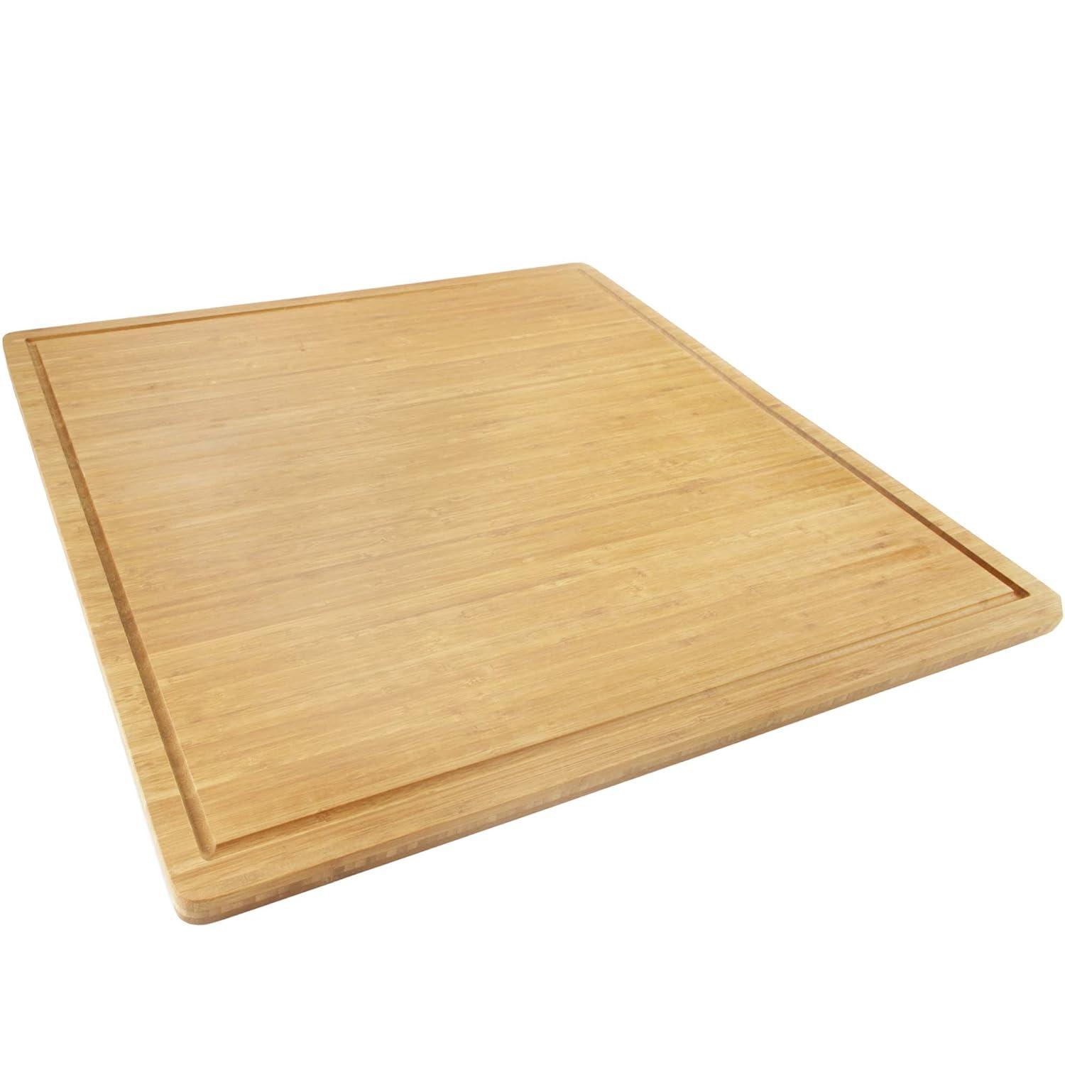 BambooMN Bamboo Burner Cover Cutting Board - 3 Ply - Extra Large Square - Grooved/Flat (24" x 24" x 0.75") - 1 Piece