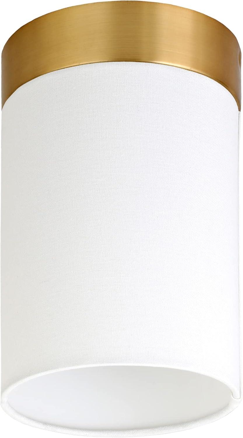 Evelyn&Zoe 6" Blackened Bronze Metal/Fabric Semi Flush Mount