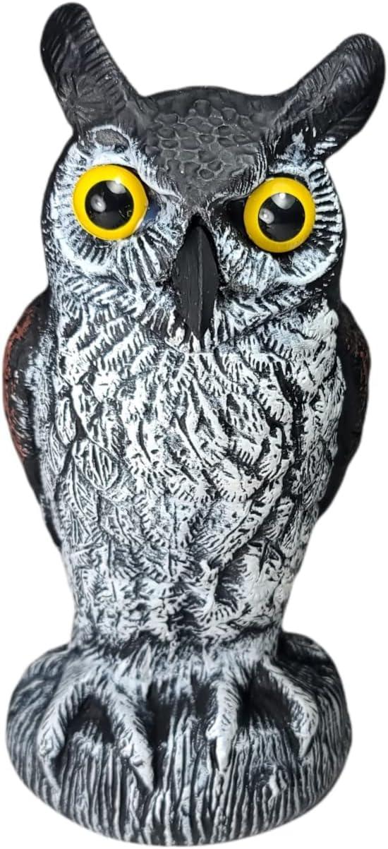 Dalen Natural Enemy Great Horned Owl Scarecrow Decoy, Realistic Hand-Painted Design
