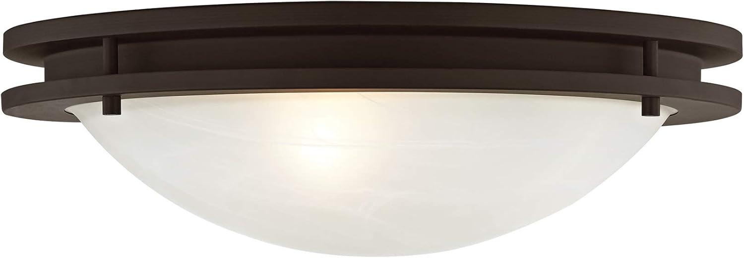 Ariel Art Deco-Inspired Bronze 3-Light Flush Mount with White Alabaster Glass