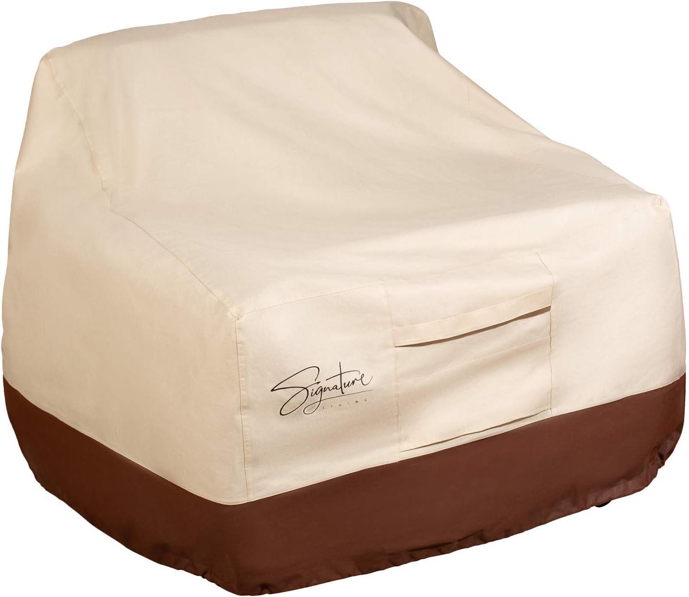 Signature Living 35” x 31” Tan Solid Print Patio Chair Cover, Waterproof, 2 Count