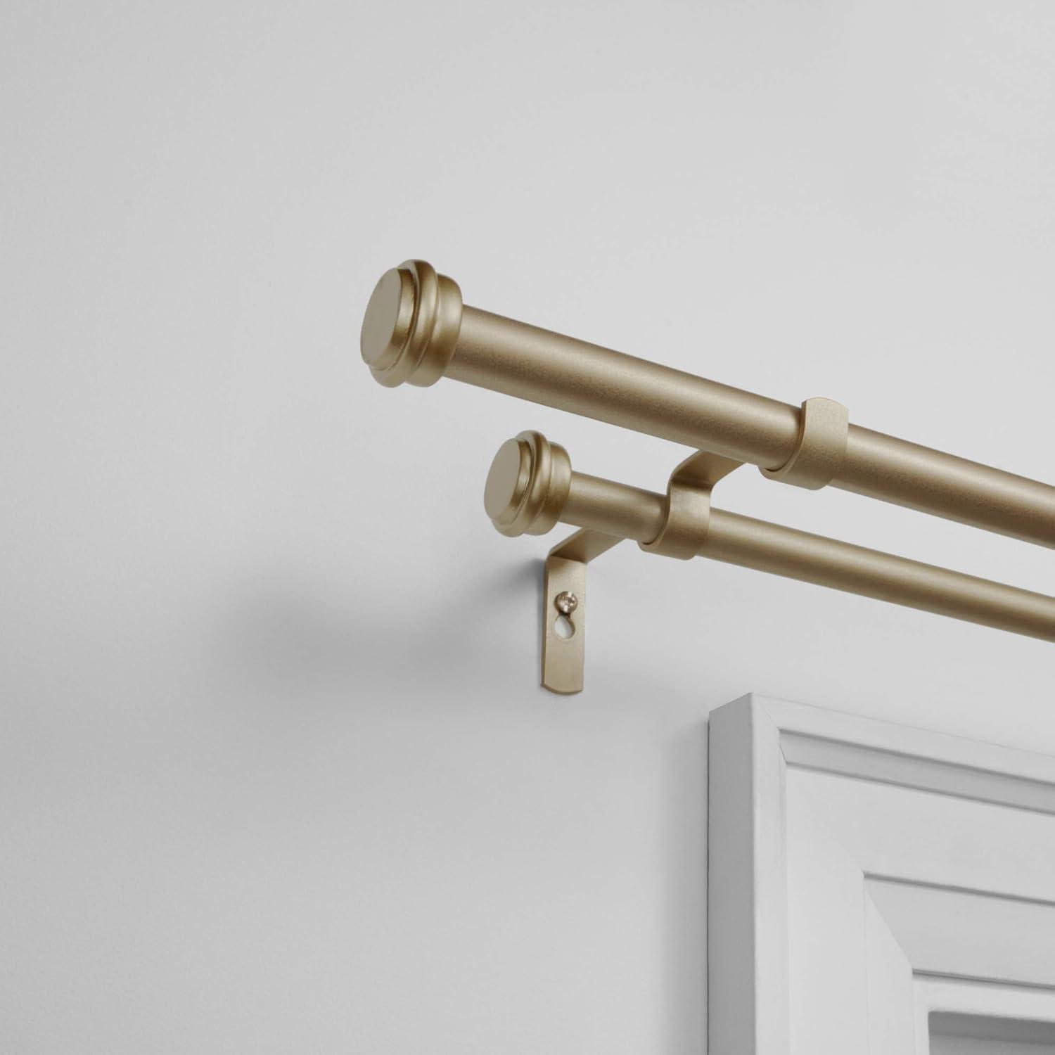 EXCLUSIVE HOME Topper Double Curtain Rod and Finial Set, Gold, 36"-72"