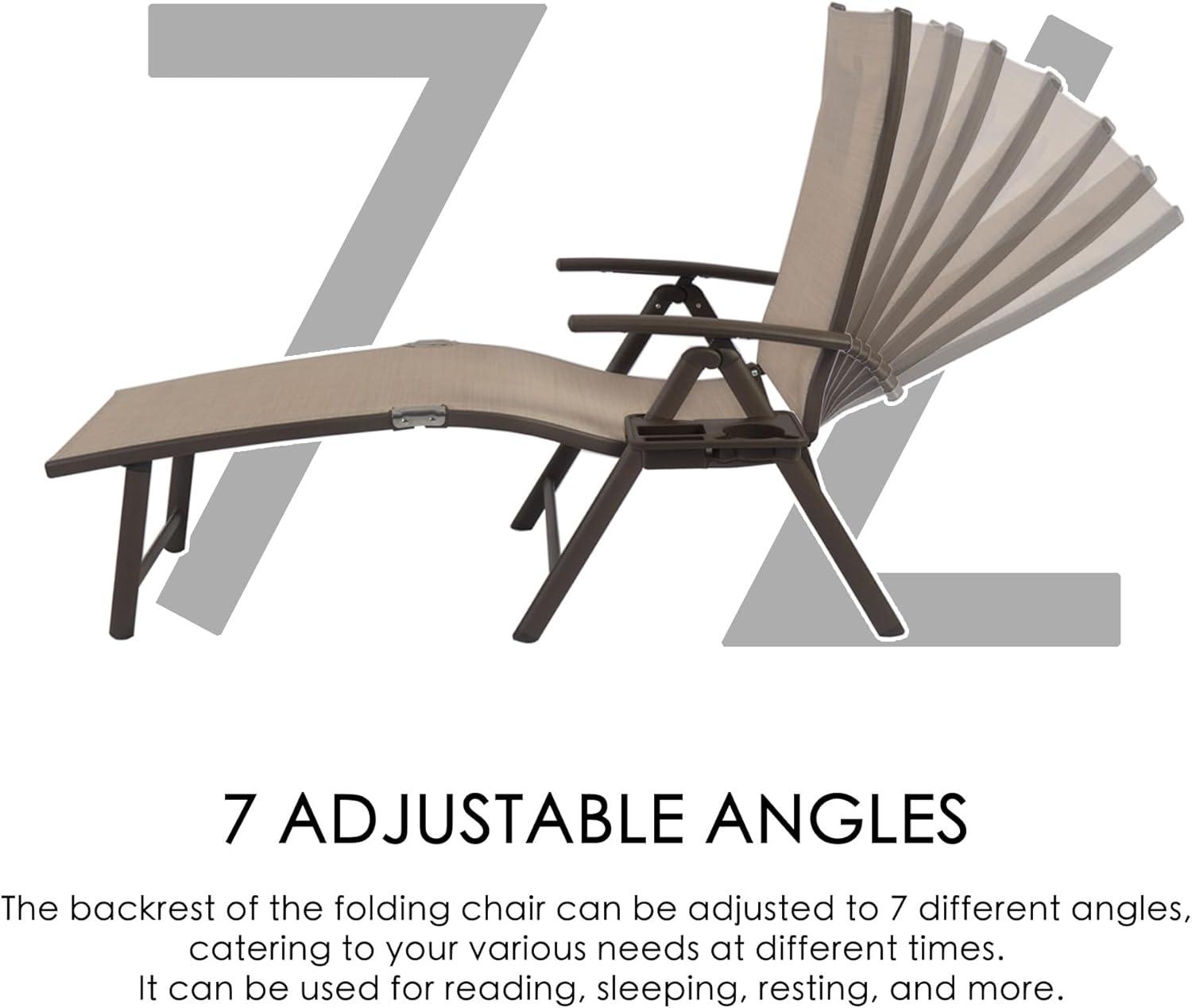 Kozyard Cozy Aluminum Reclining Lounge Chair - Perfect for Beach, Yard, Pool, Deck, and Patio - Outdoor Chaise Lounge with Drink Holder, Weather Free, Adjustable - Assemble-Free(1 Pack, Beige)