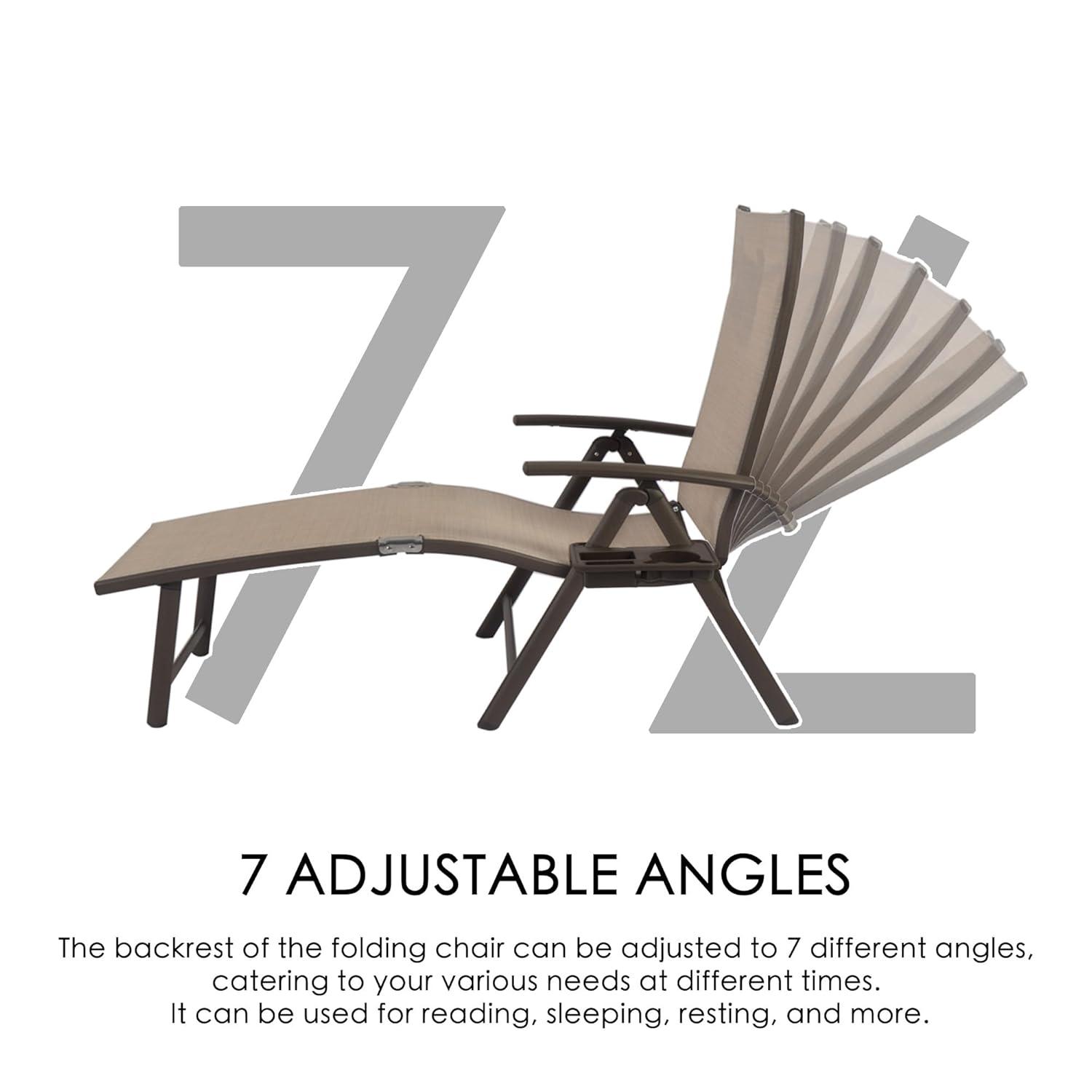 Kozyard Cozy Aluminum Reclining Lounge Chair - Perfect for Beach, Yard, Pool, Deck, and Patio - Outdoor Chaise Lounge with Drink Holder, Weather Free, Adjustable - Assemble-Free(1 Pack, Beige)